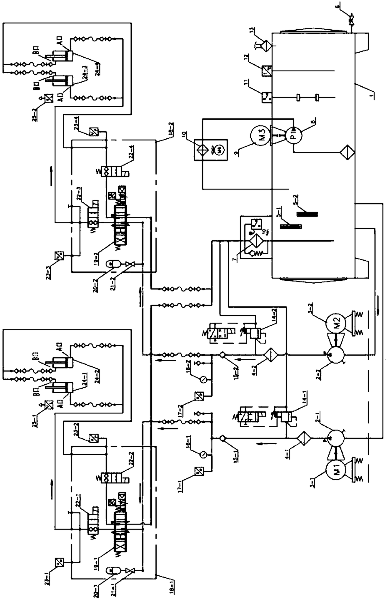 A high-precision hydraulic synchronization system, a jack-raising control method and a section-increasing height increasing method for section-increasing height increasing of a large-scale crane