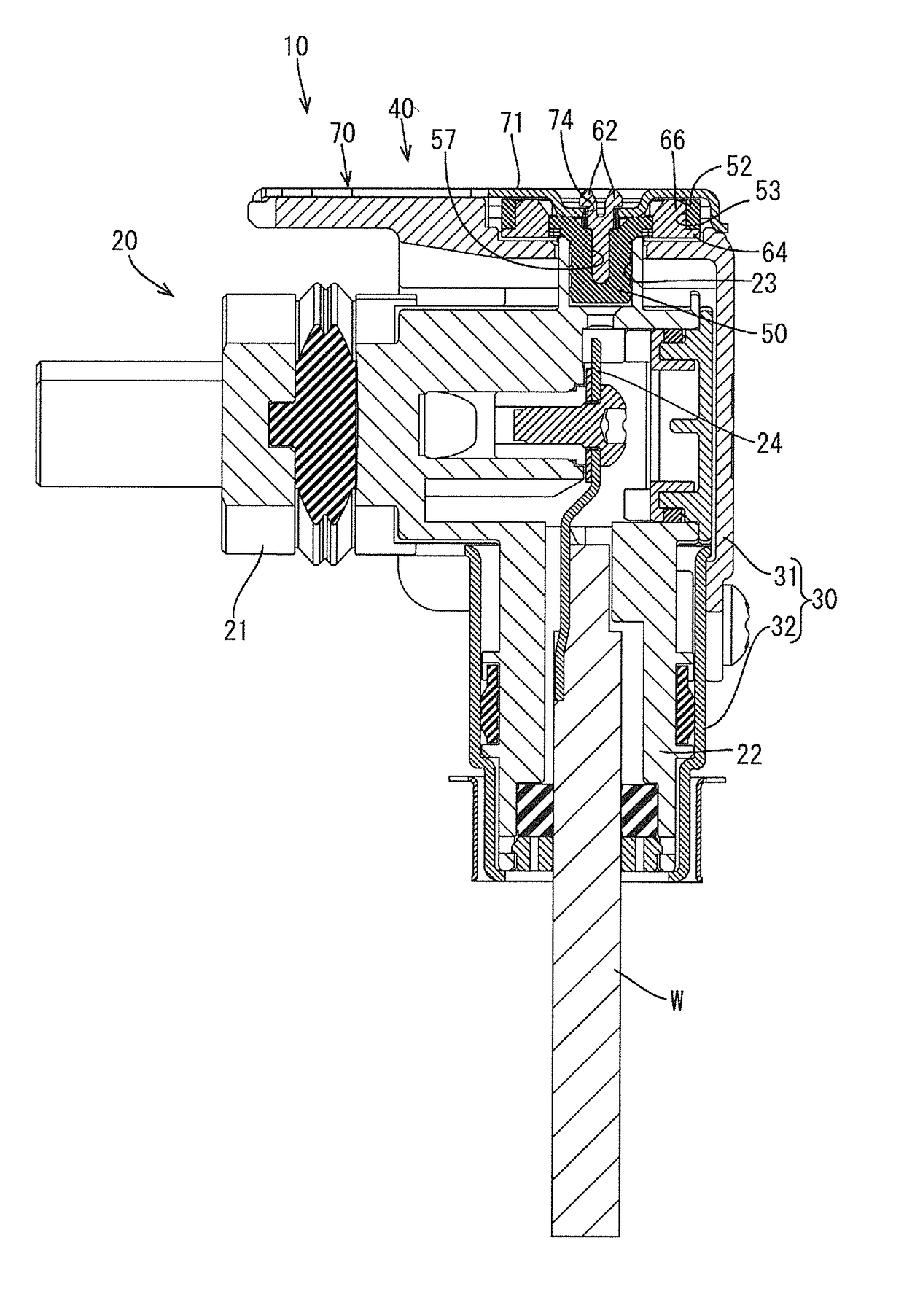 Cover unit with rubber plug and connector