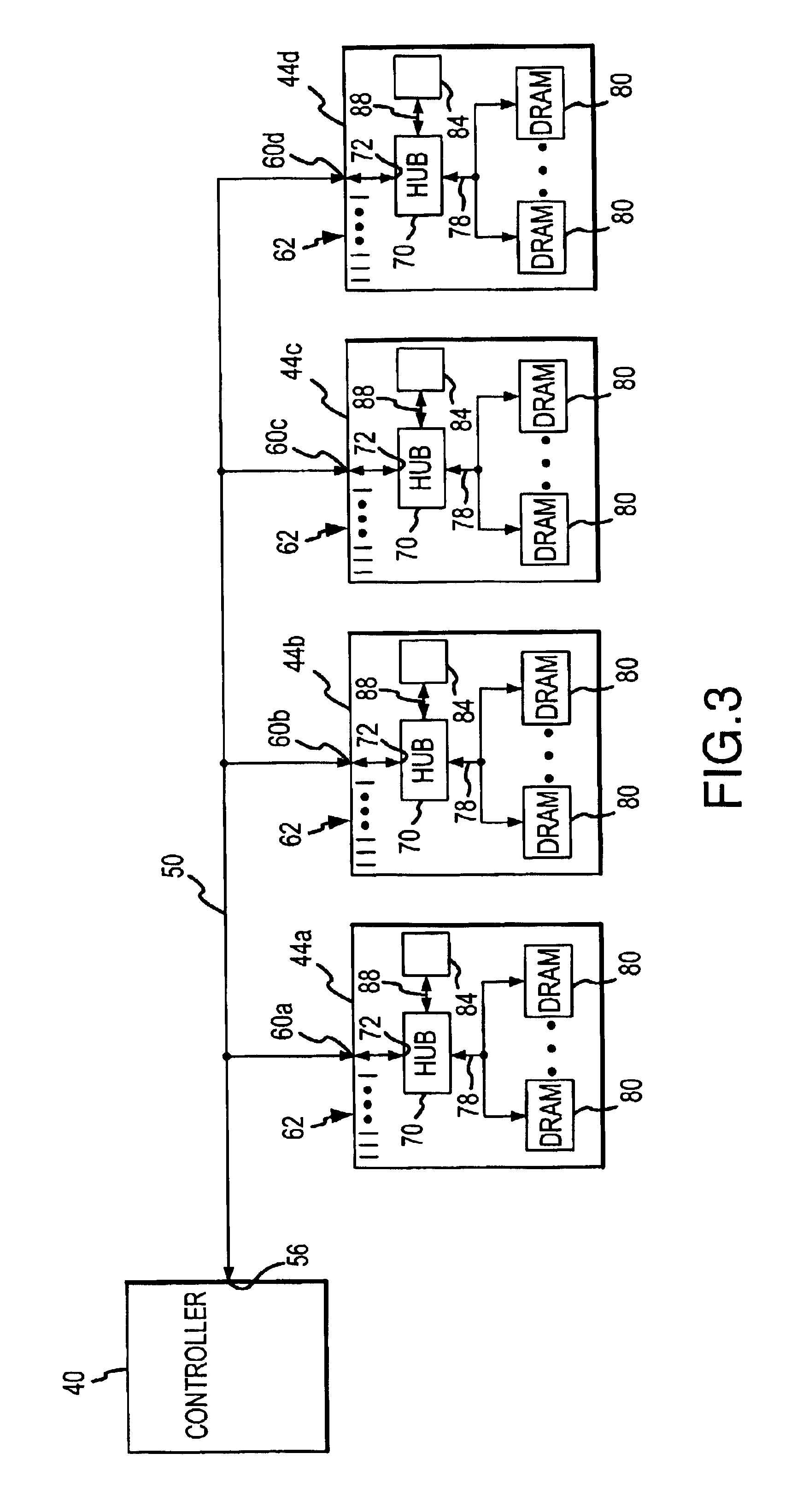 Wavelength division multiplexed memory module, memory system and method