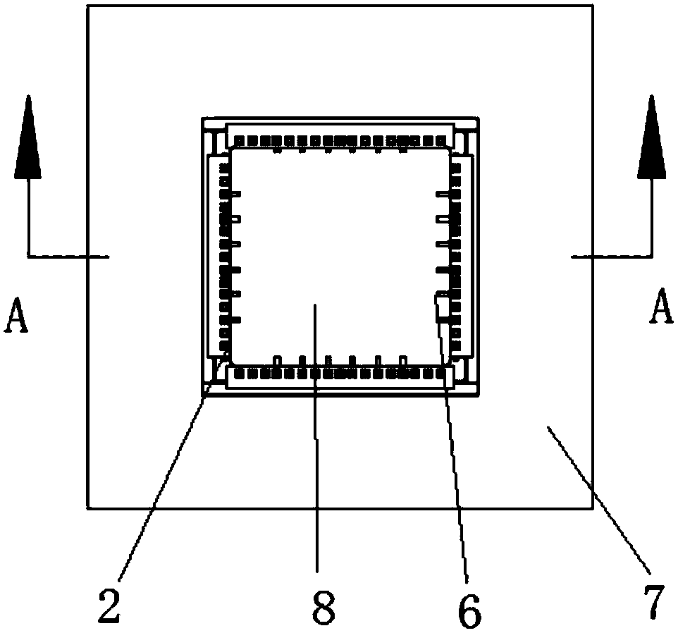 Reserved rebar opening integrated template for pouring spreader opening