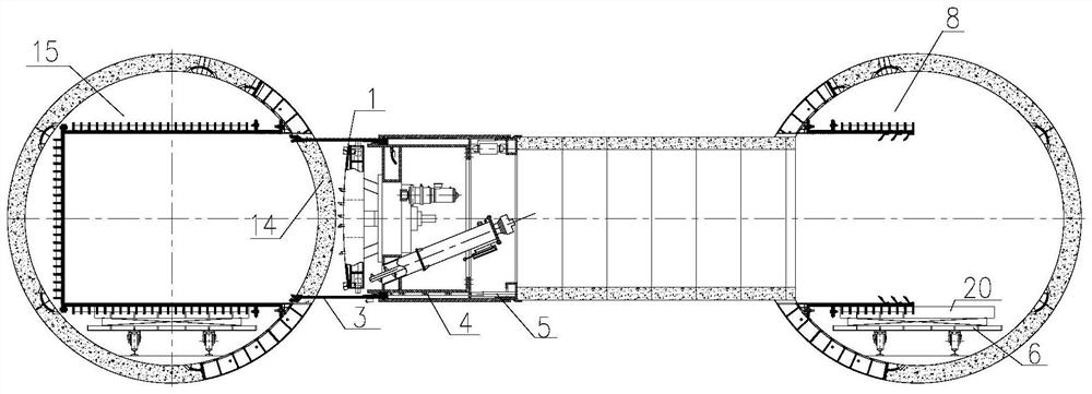 Tunnel contact channel tunneling device and method by means of flexible sleeve launching and receiving