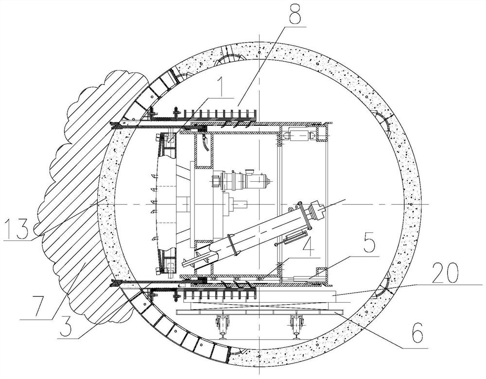 Tunnel contact channel tunneling device and method by means of flexible sleeve launching and receiving