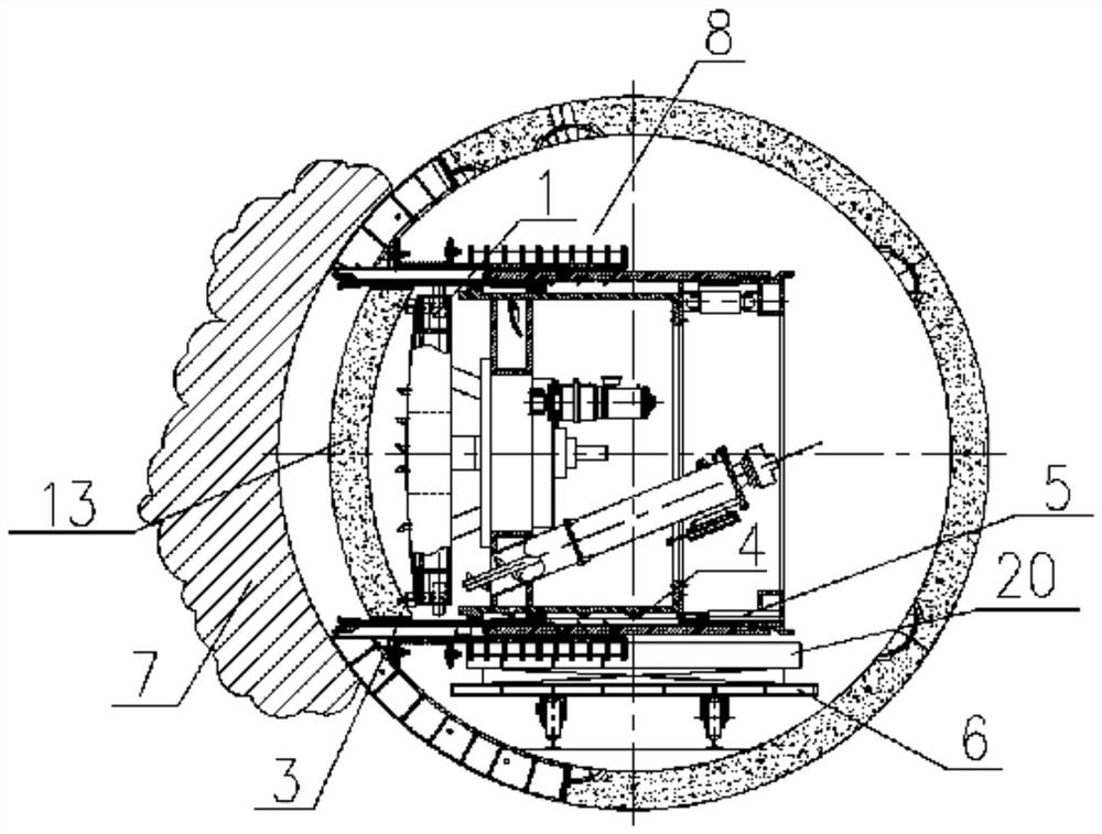 Tunnel contact channel tunneling device and method by means of flexible sleeve launching and receiving