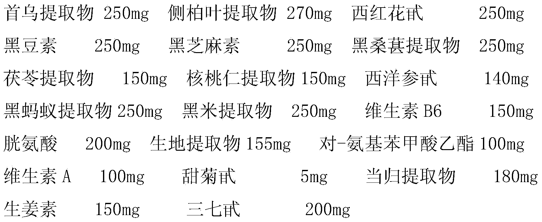 Natural hair growing and blacking particle and preparation method thereof