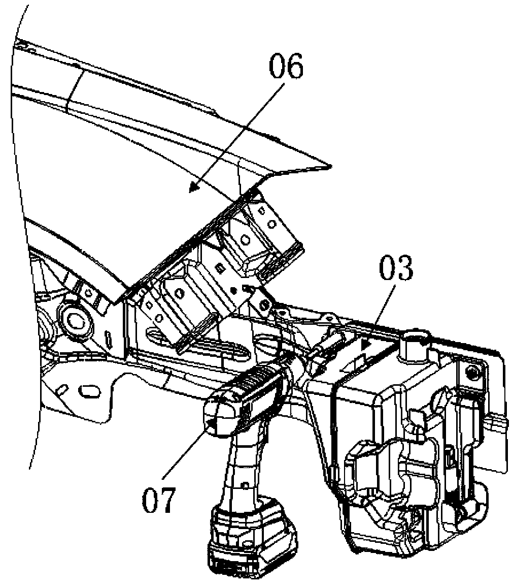 Automobile part fixing device and automobile comprising same