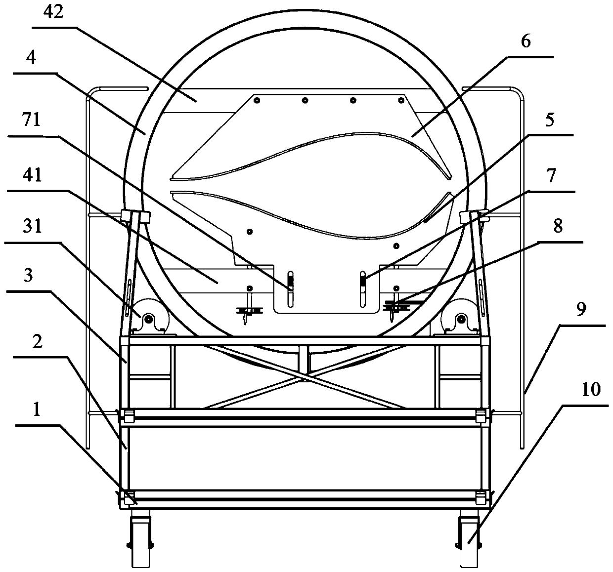 A wind turbine blade turning vehicle