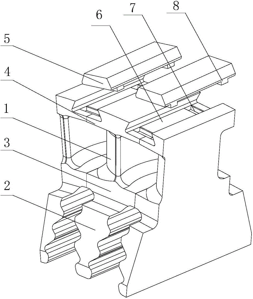 Damp lashing strip structure of industrial steam turbine high load short vane