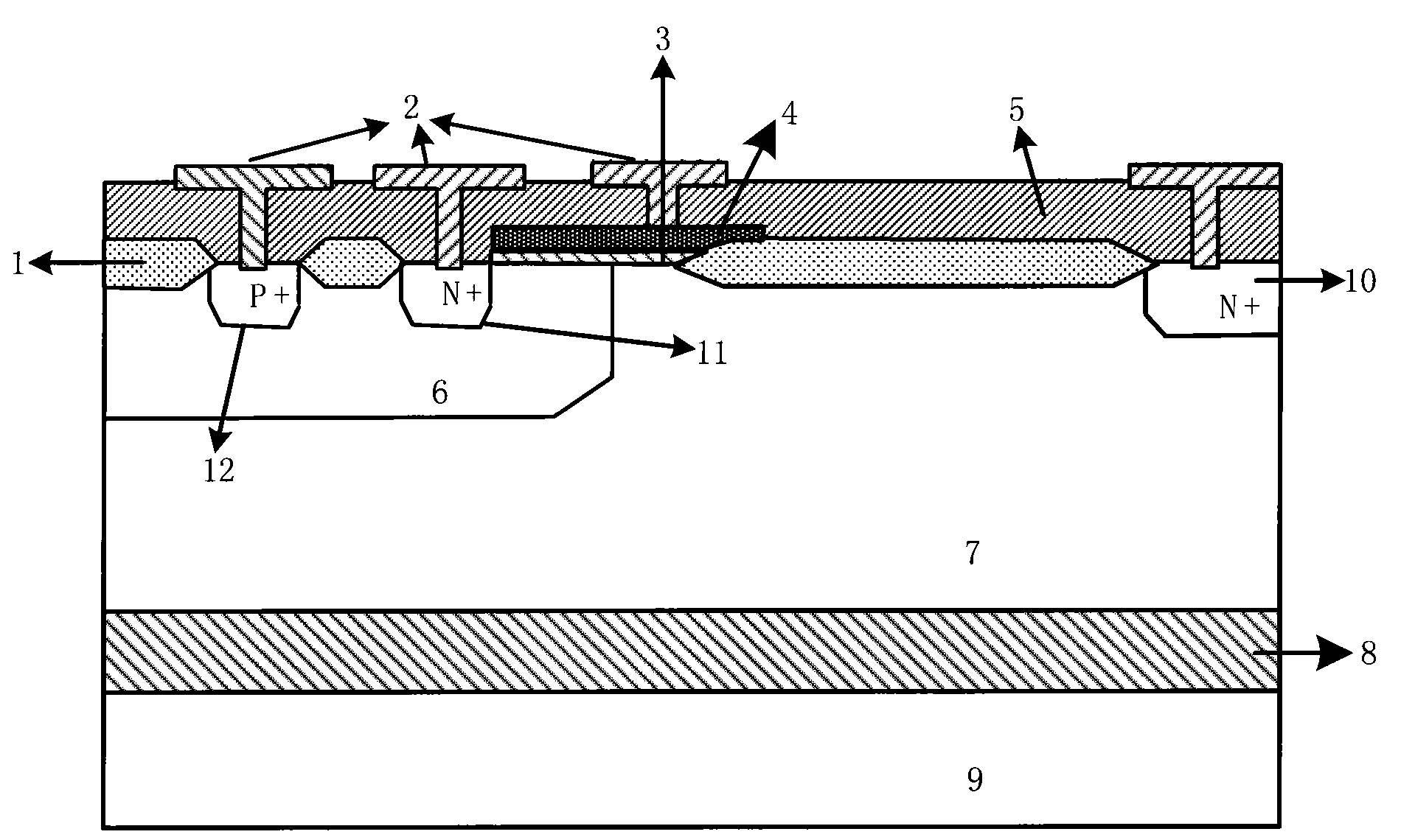 Lateral double-diffused metal-oxide-semiconductor transistor of silicon on N-type insulator