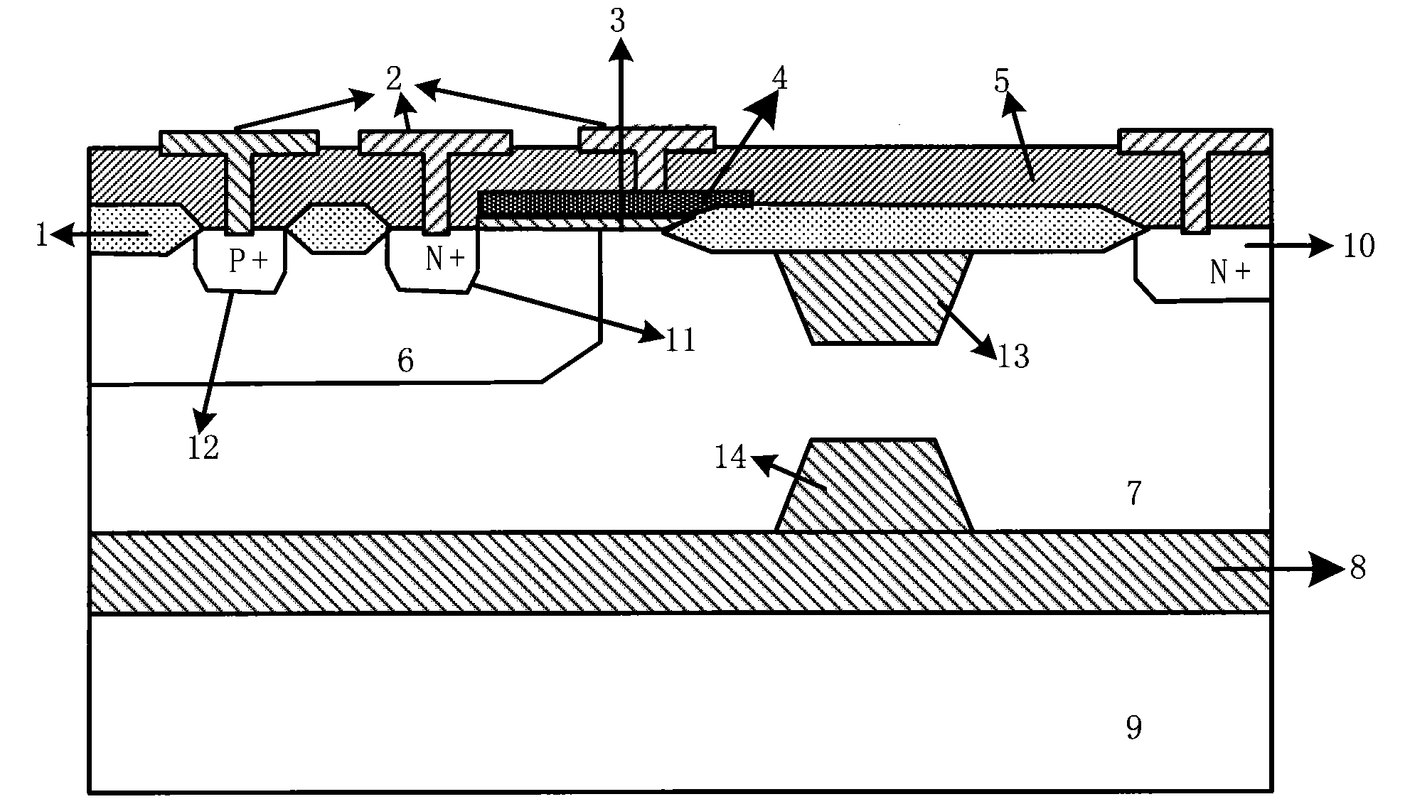 Lateral double-diffused metal-oxide-semiconductor transistor of silicon on N-type insulator