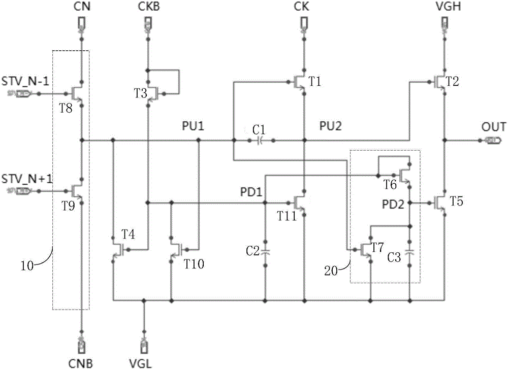 Touch control electronic equipment, touch control display device and grid drive circuit of array baseplate