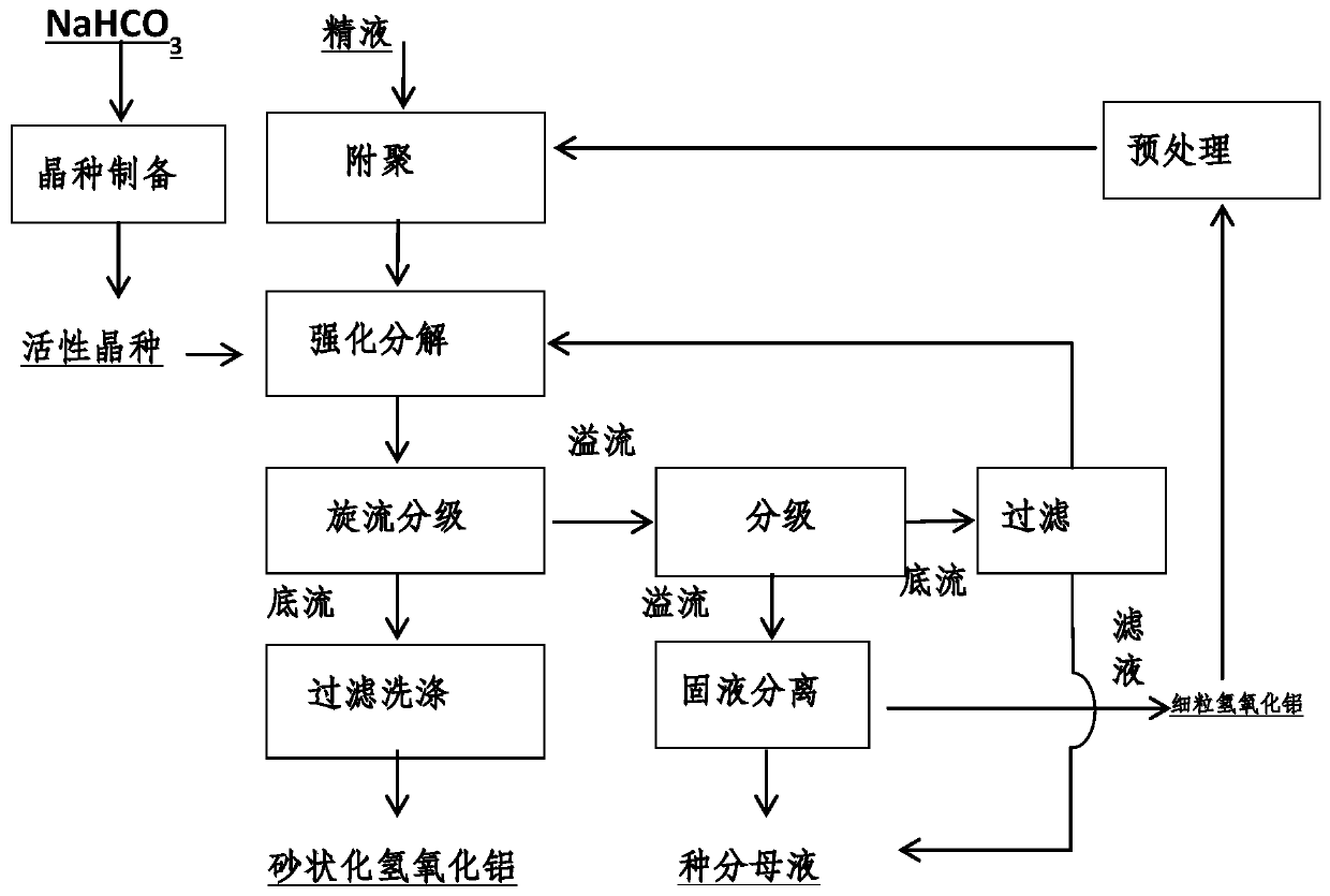 A method for synergistically regulating and strengthening the decomposition of sodium aluminate solution seed crystals