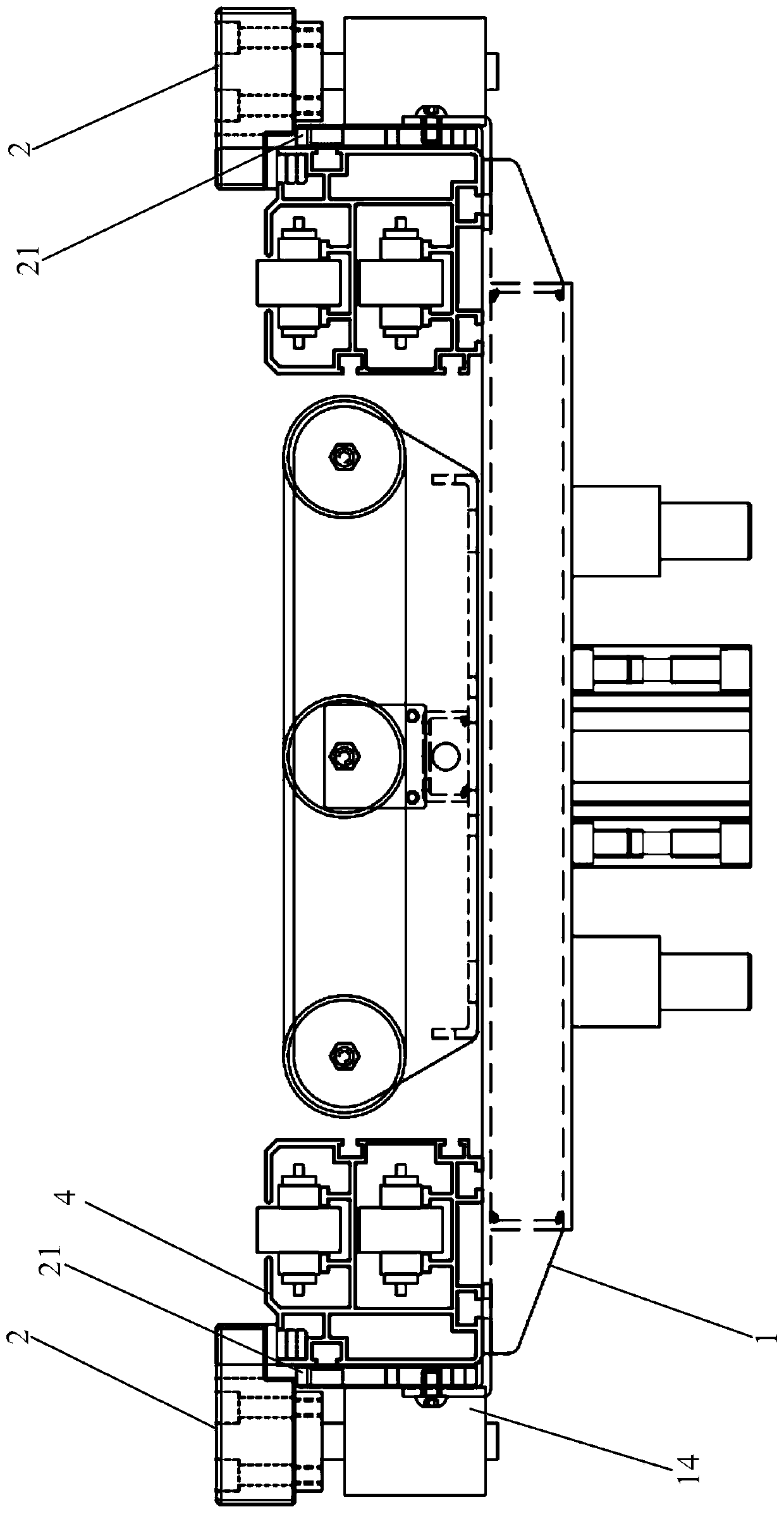 Double-speed chain conveyor line transfer mechanism