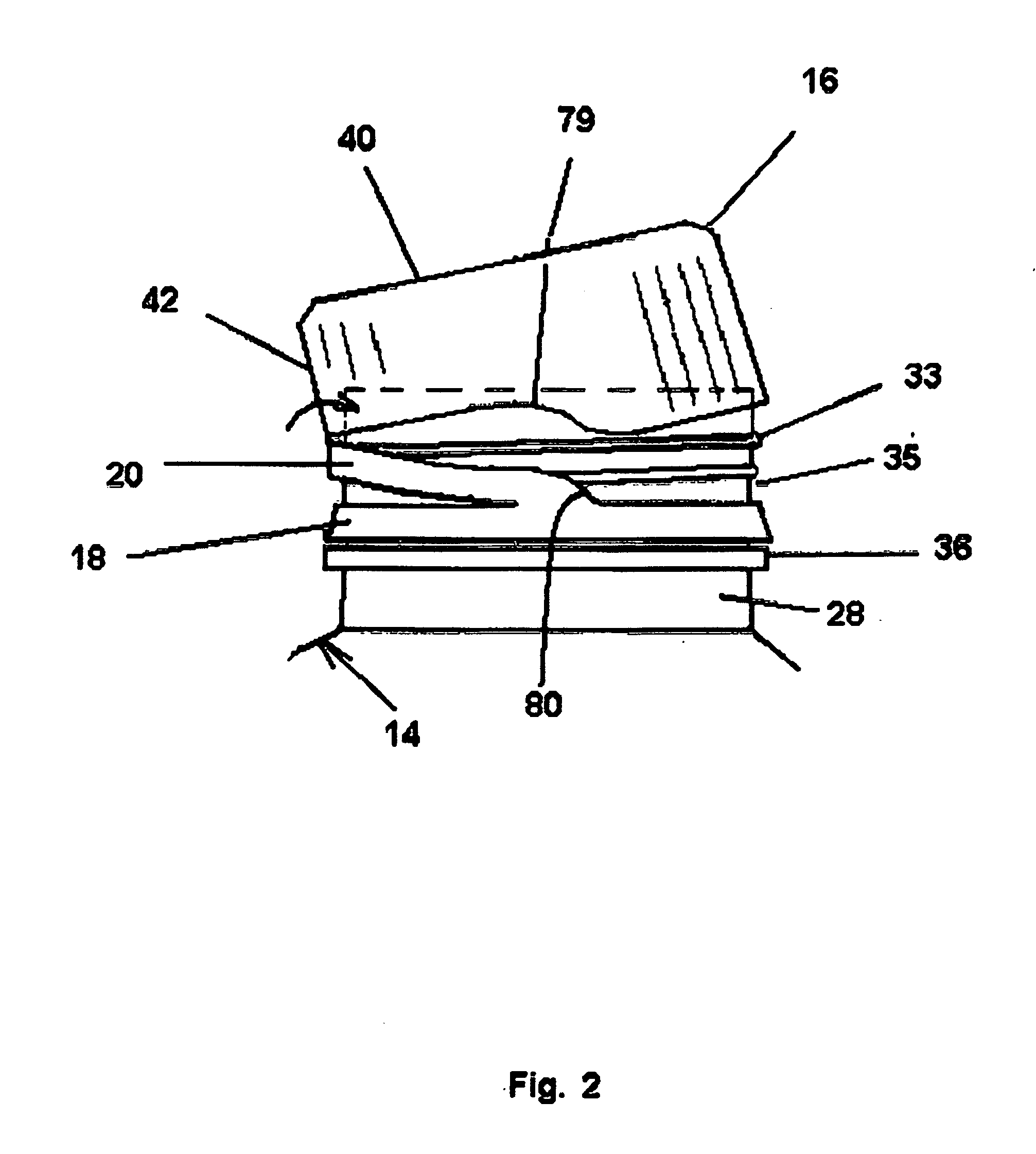 Closure with spring loaded tether docking