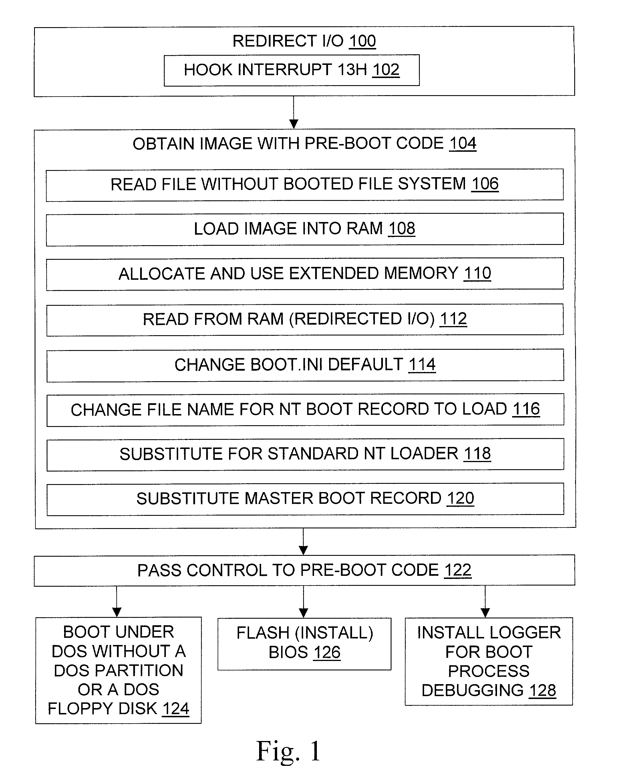 Booting an operating system or running other pre-boot code from a file stored under a different operating system