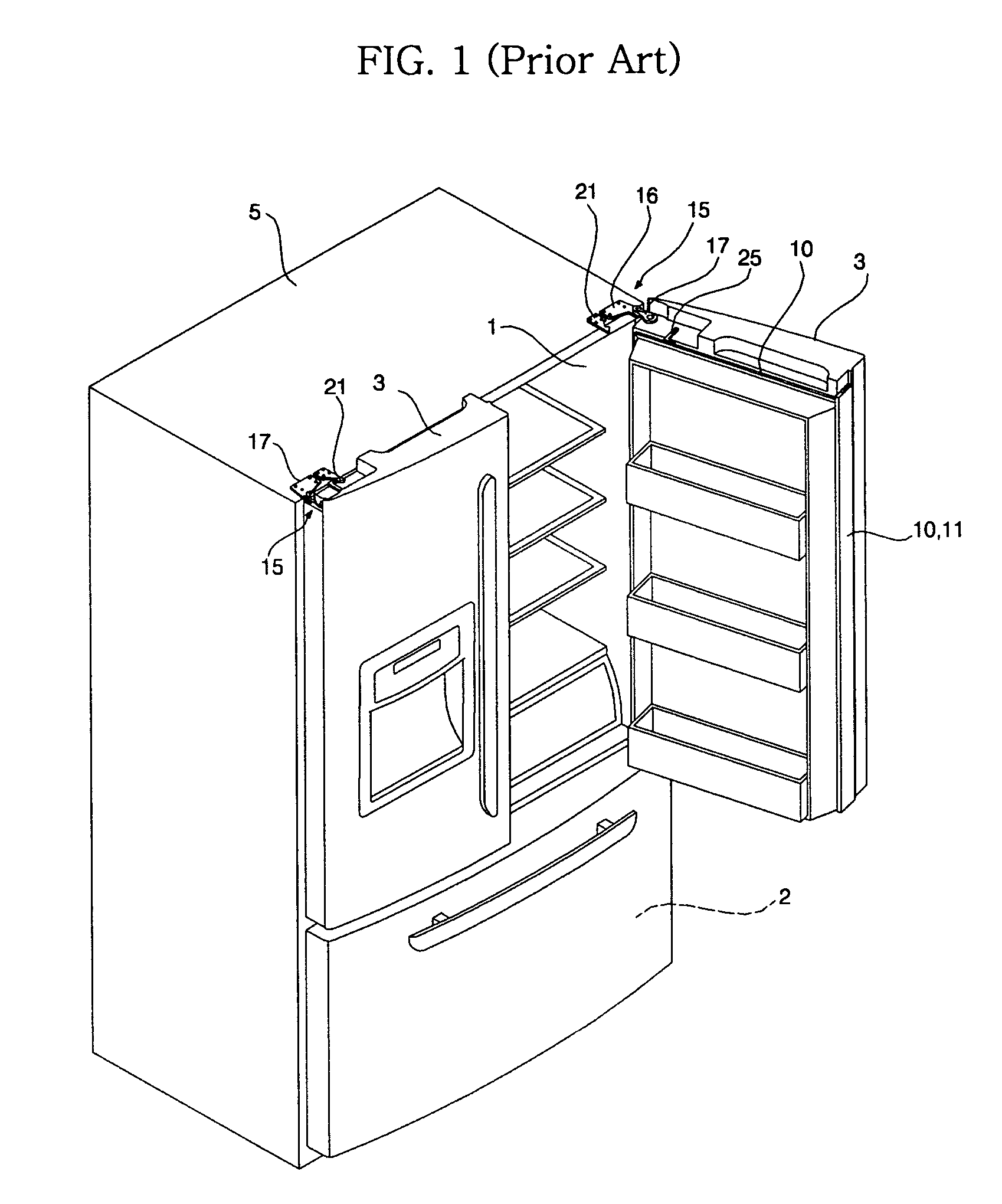 Door opening and closing device for refrigerator