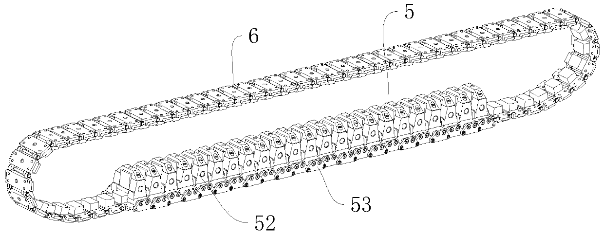 Strong-magnetic-absorption snake section type caterpillar band device applied to climbing robot