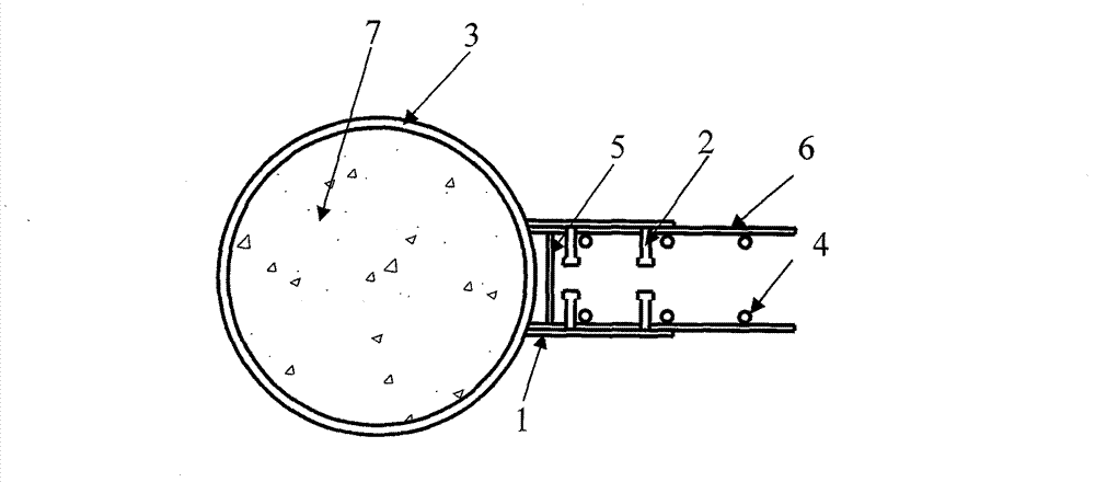 Node connection method for circular steel tube concrete column and reinforced concrete shear wall