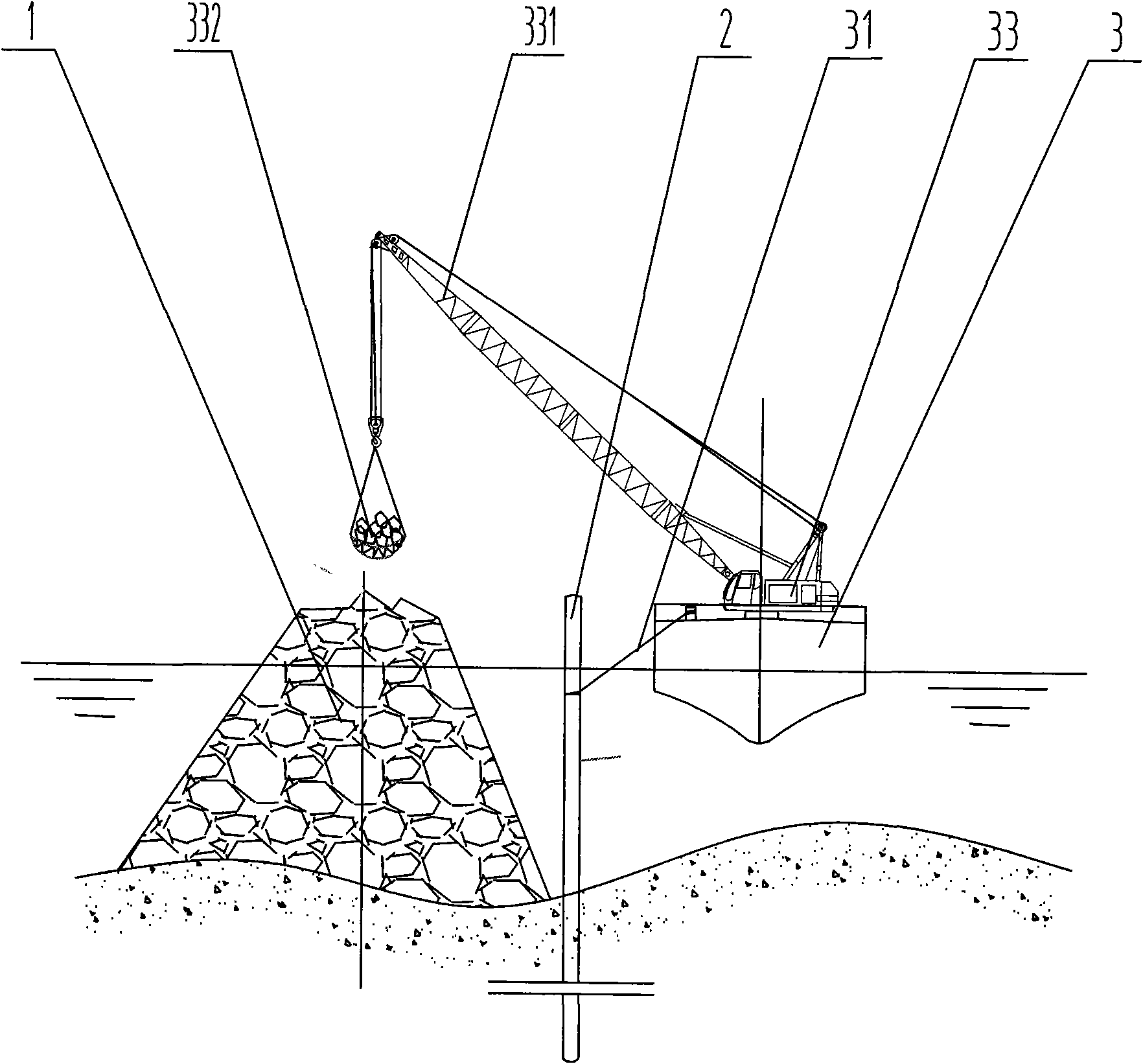 Positioning riprapping method for constructing island breakwater of artificial island