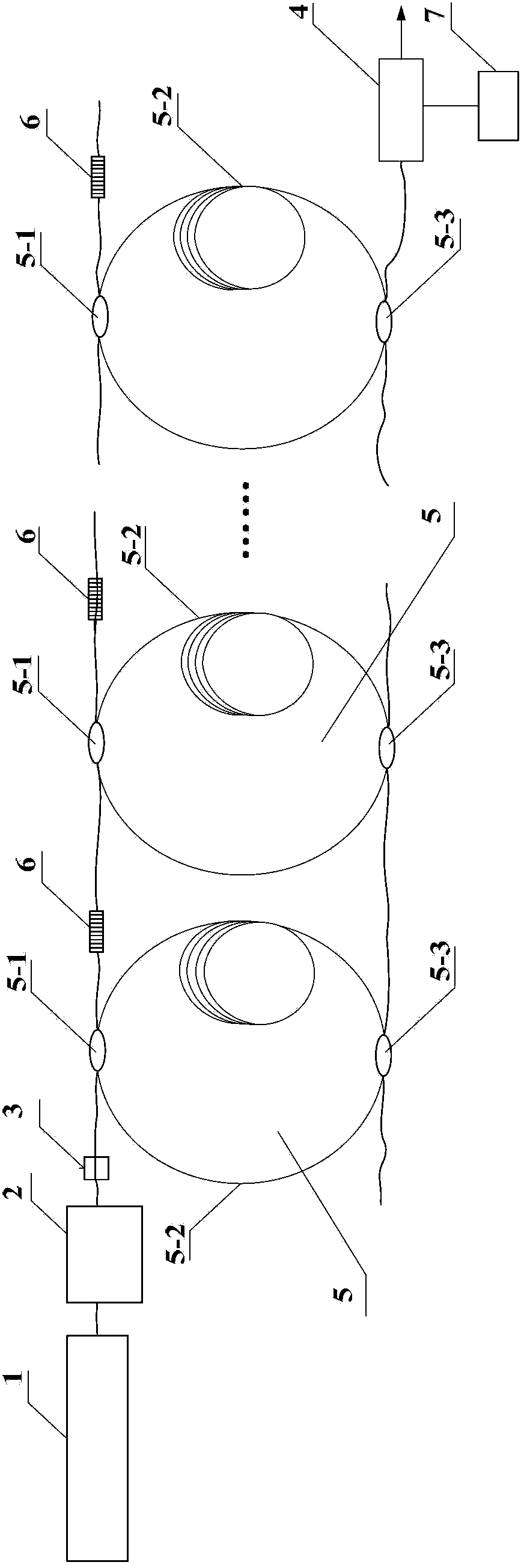 Optical fiber ringdown cavity sensor array device based on wavelength division multiplexing