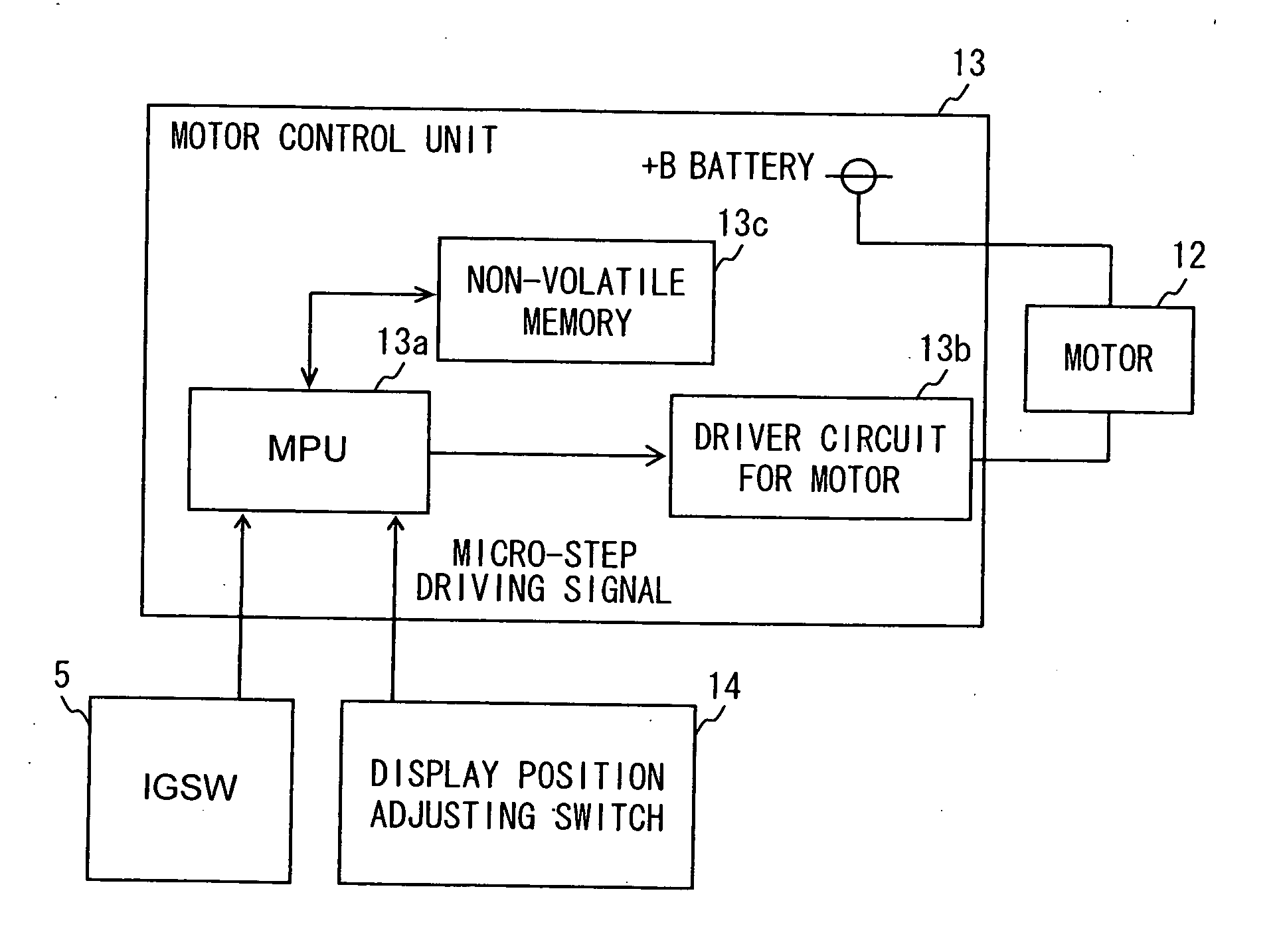 Vehicle display system and motor control device therefor