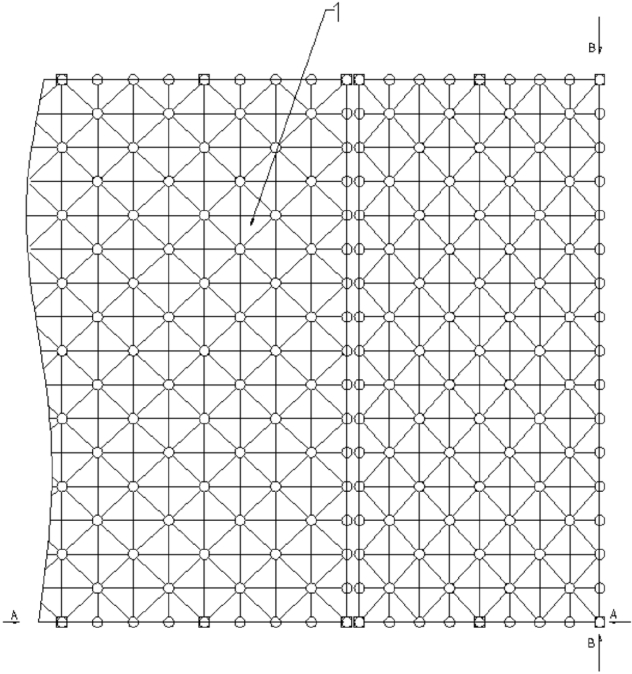 Installation structure of plant roof grid structure project and construction method thereof