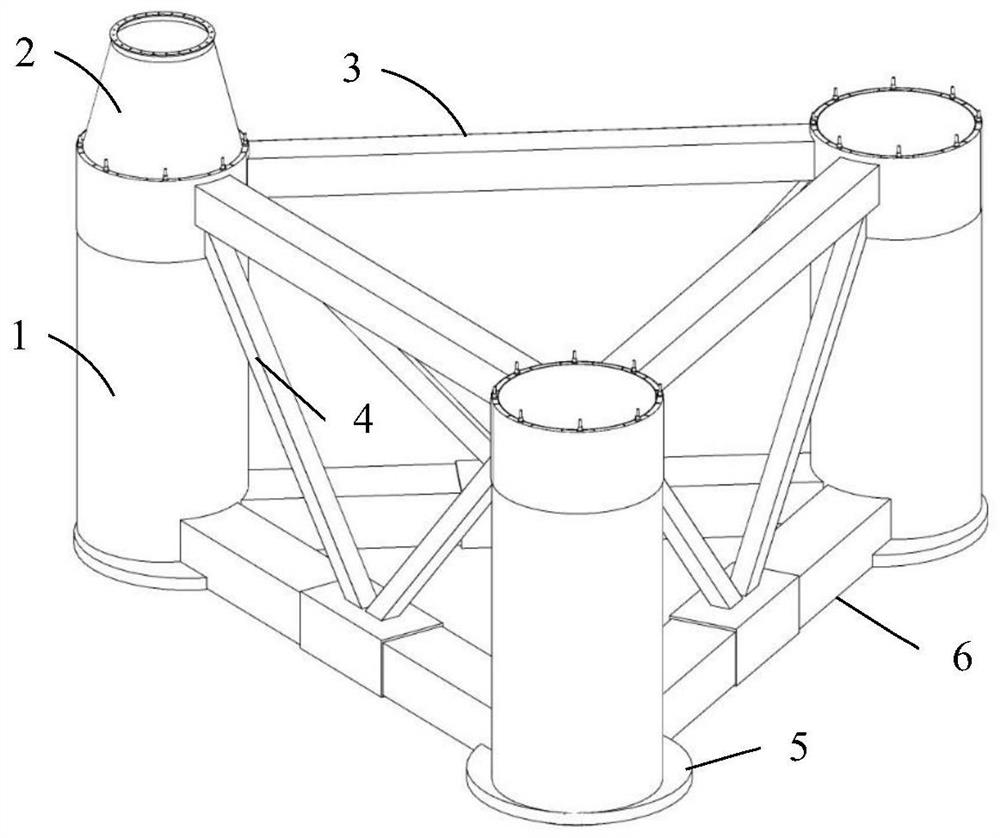 Floating type wind power foundation with steel-concrete mixed structure