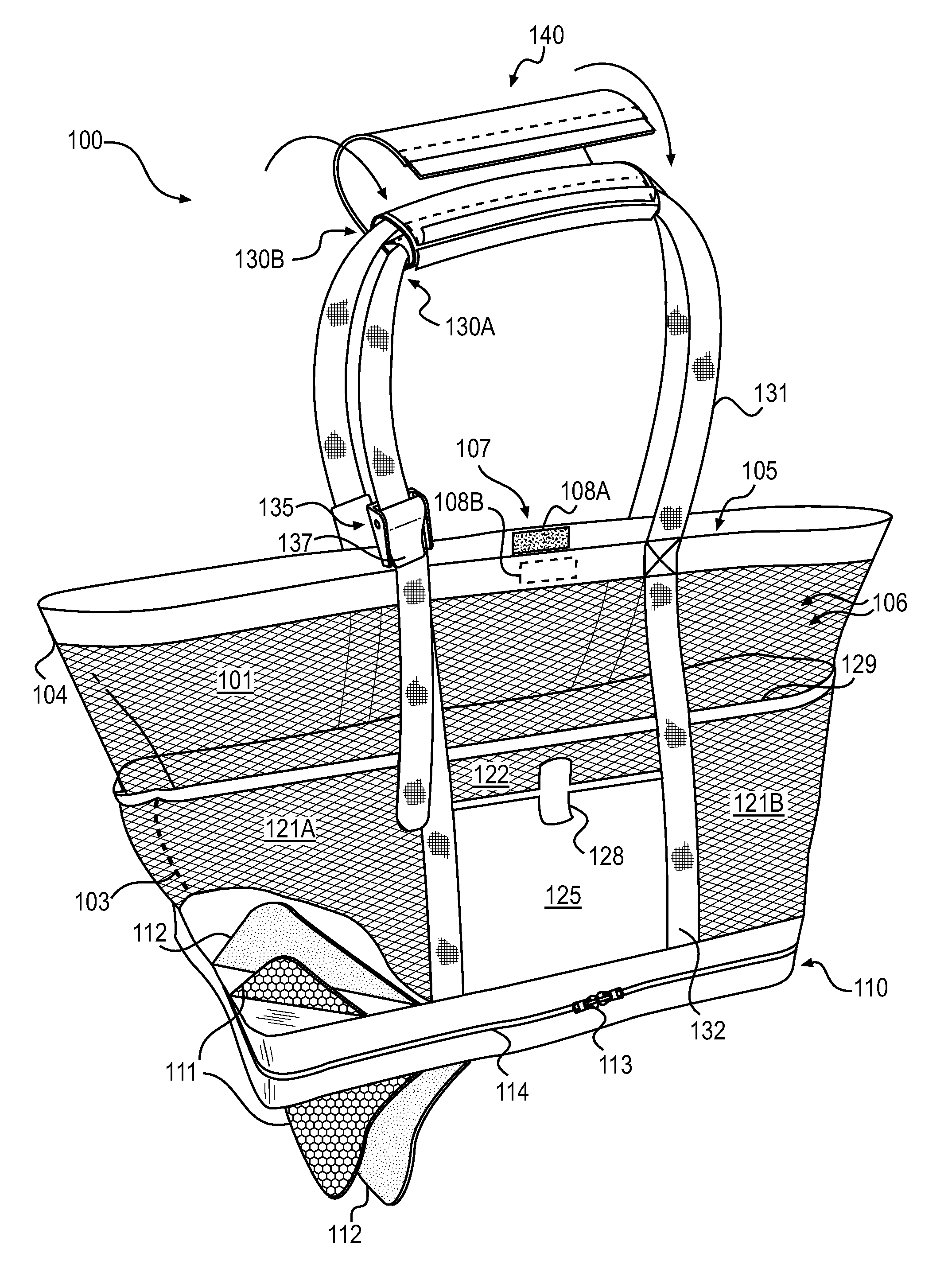 Self-supporting bag with insulated compartment