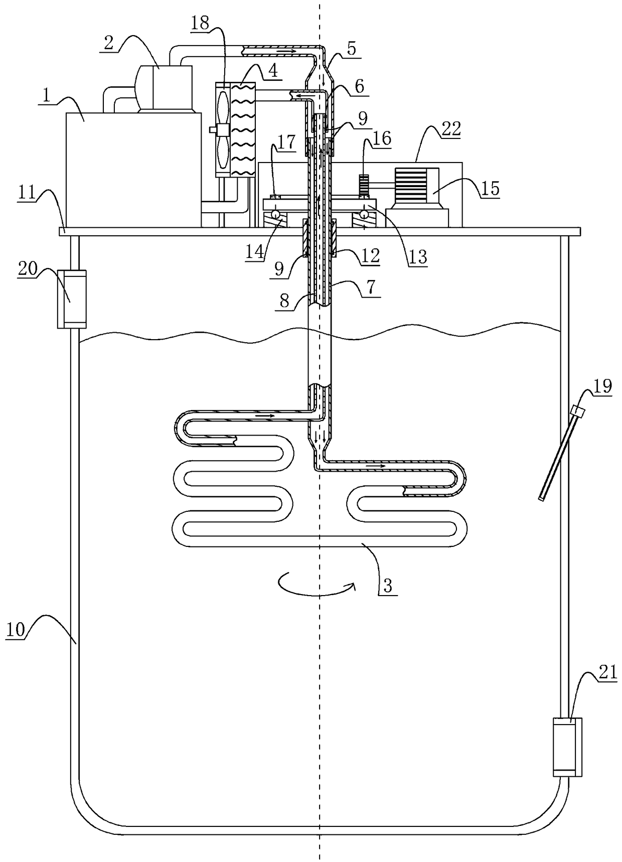 Stirring type automatic cooling device