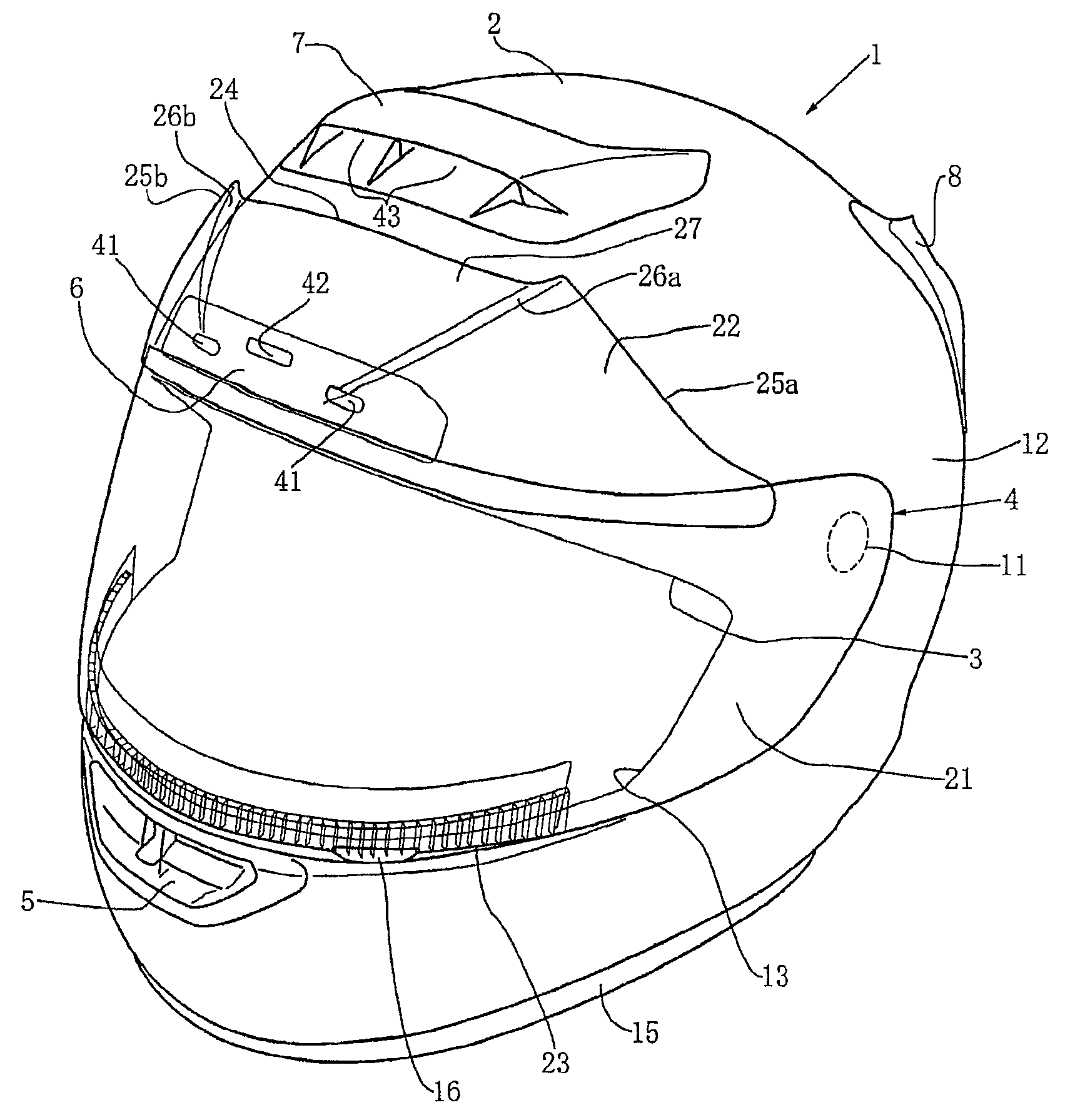 Shield for helmet, and helmet including such shield