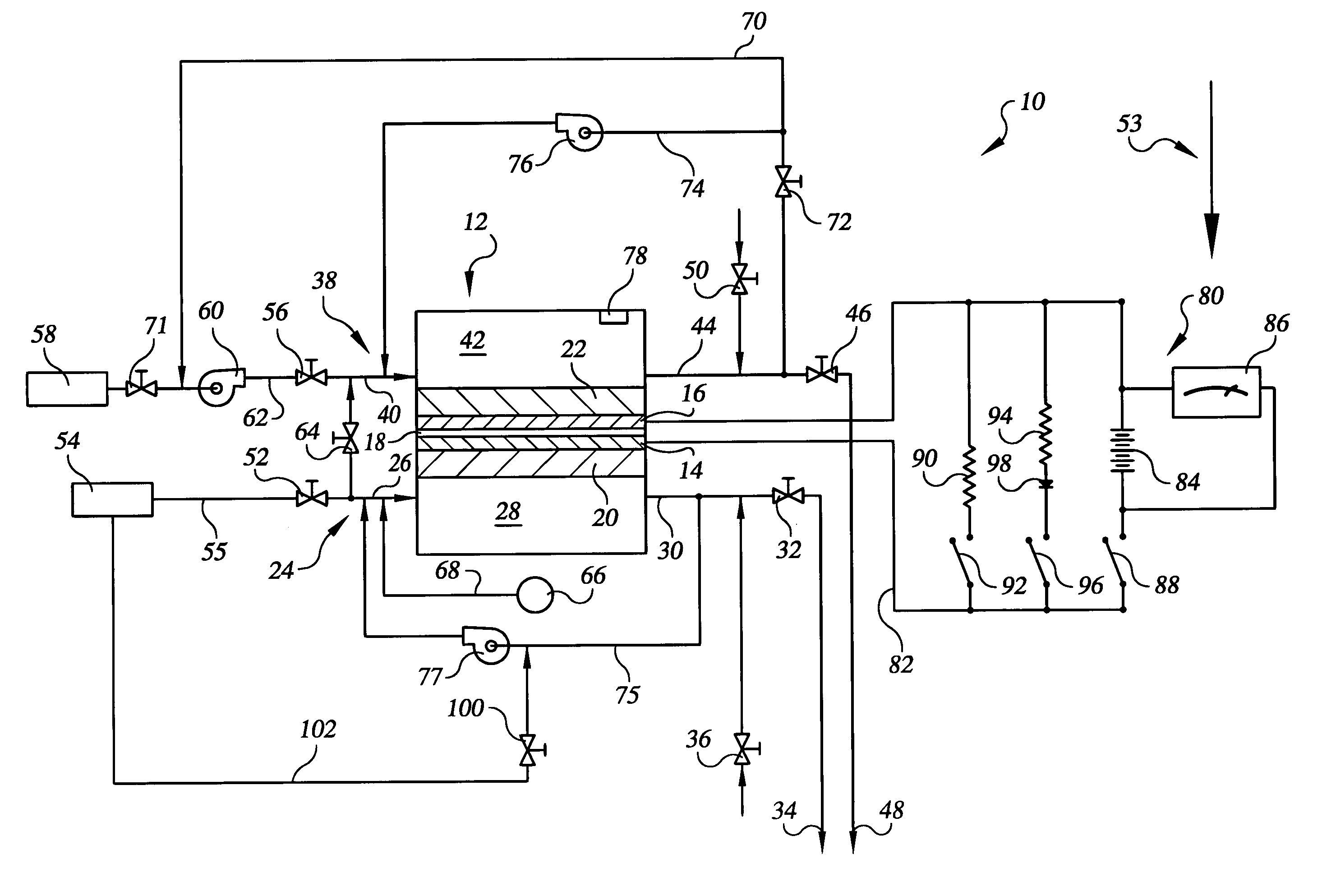 Hydrogen passivation shut down system for a fuel cell power plant