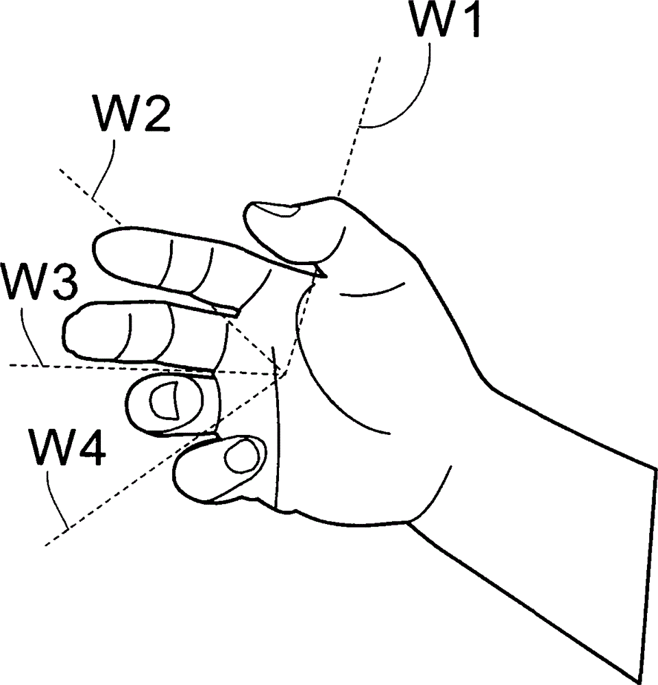 Marking pen with bent holding portion and clamped ink tube