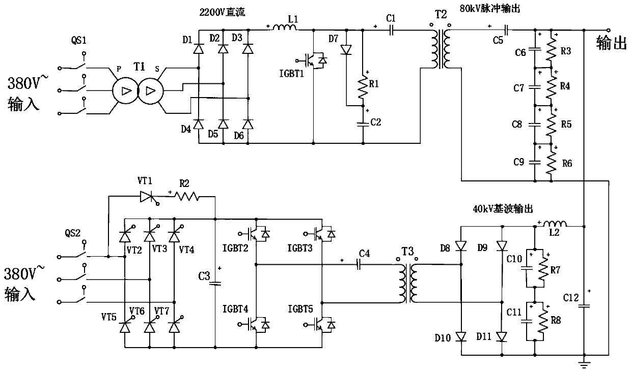 High-power DC superimposed pulse power source