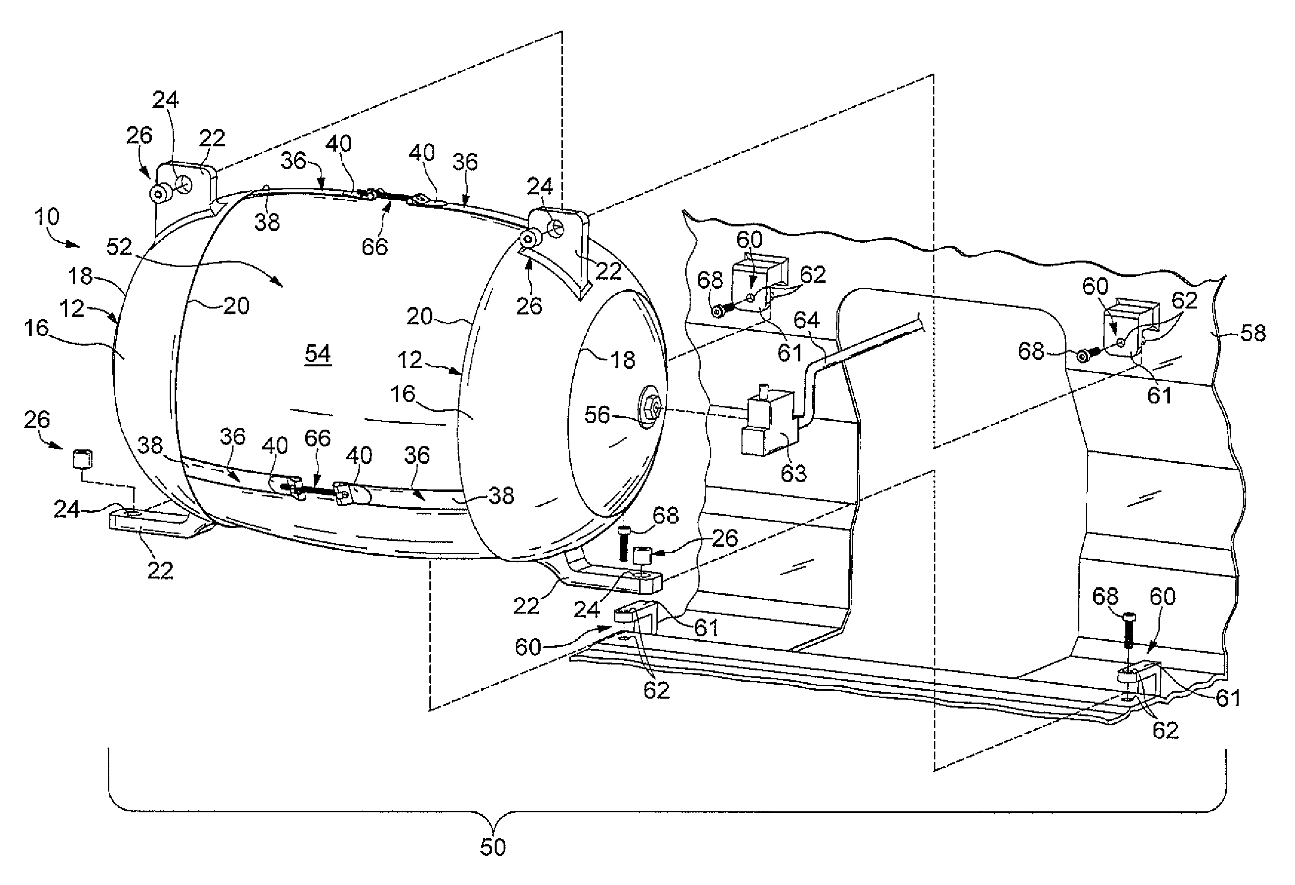 High pressure vessel with integrated mounting features