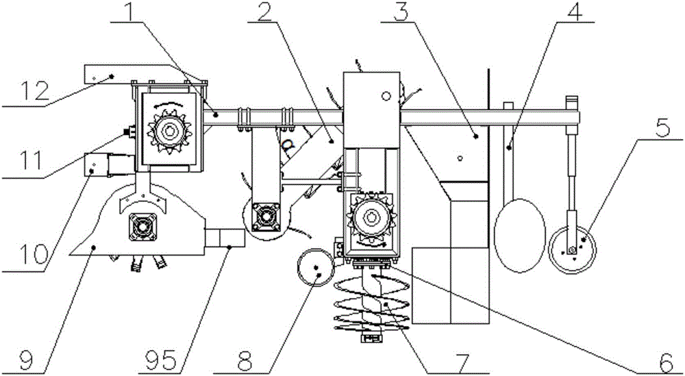 Spiral mill type ditching straw deep-burying chopper