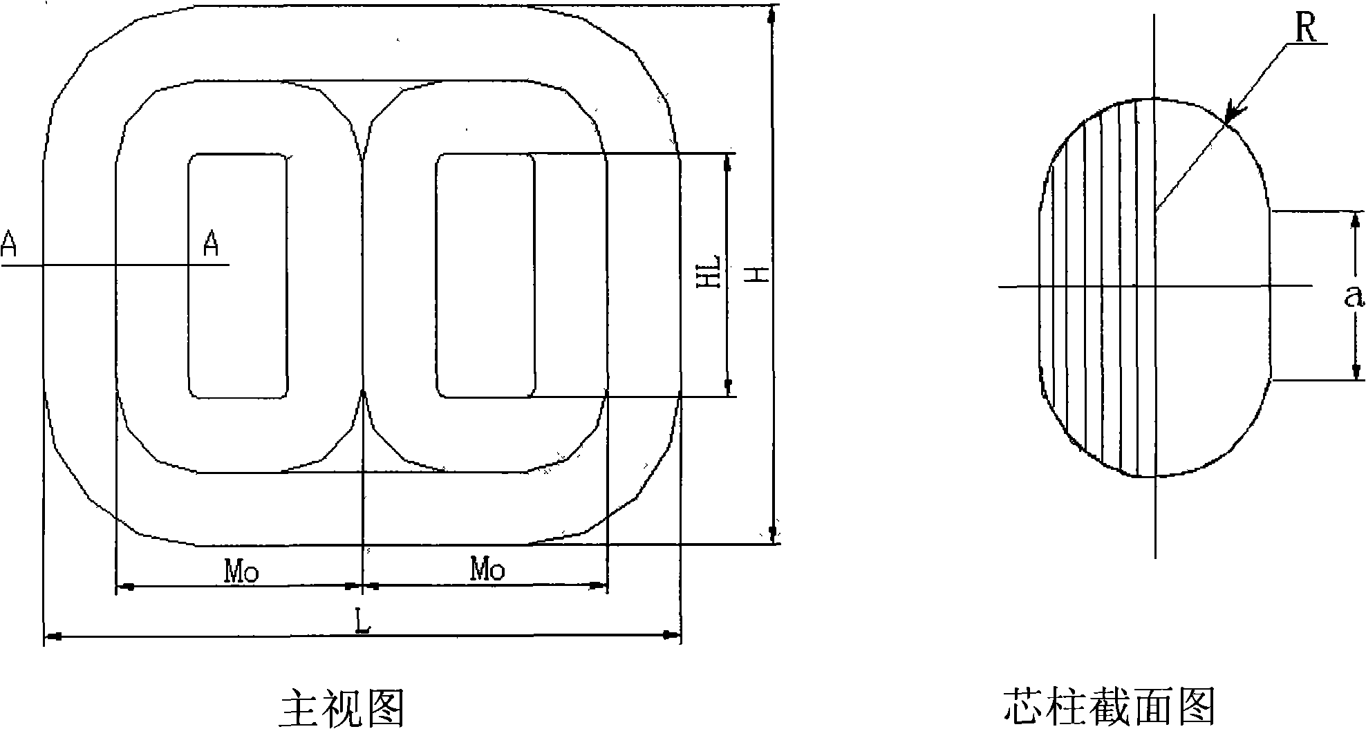 Oil-immersed type transformer for hatch winding iron core