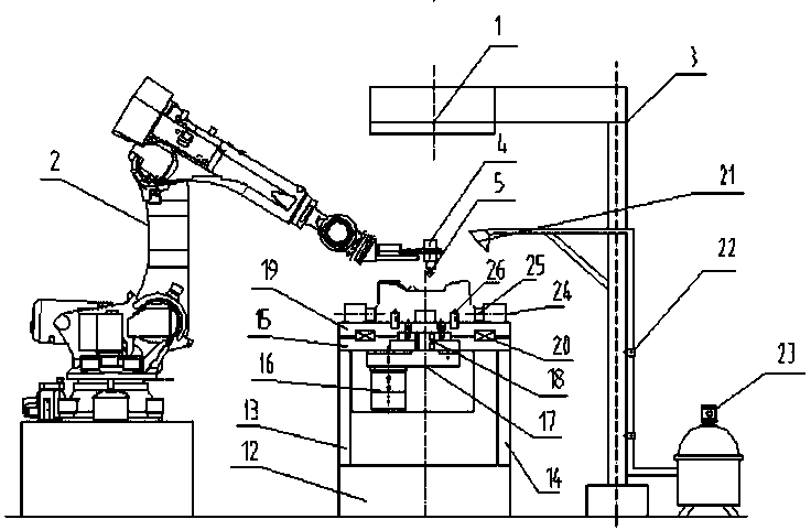 Self-adaptive automatic cleaning device for vehicle wheel forging die