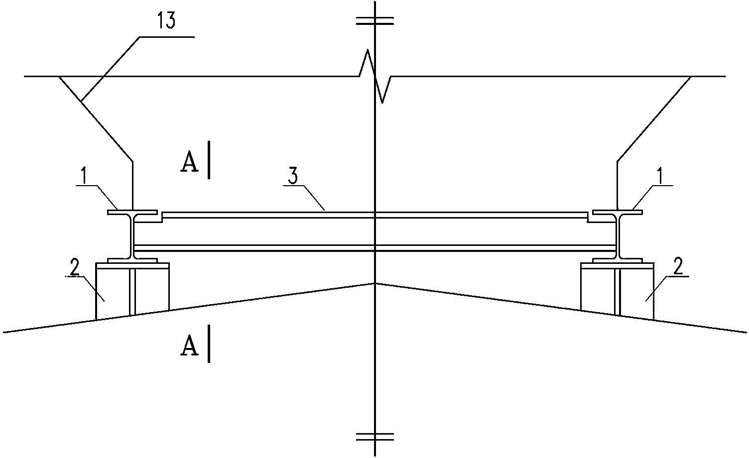 Connection node between the lower steel beam of the roof natural ventilator and the roof steel beam or steel roof truss