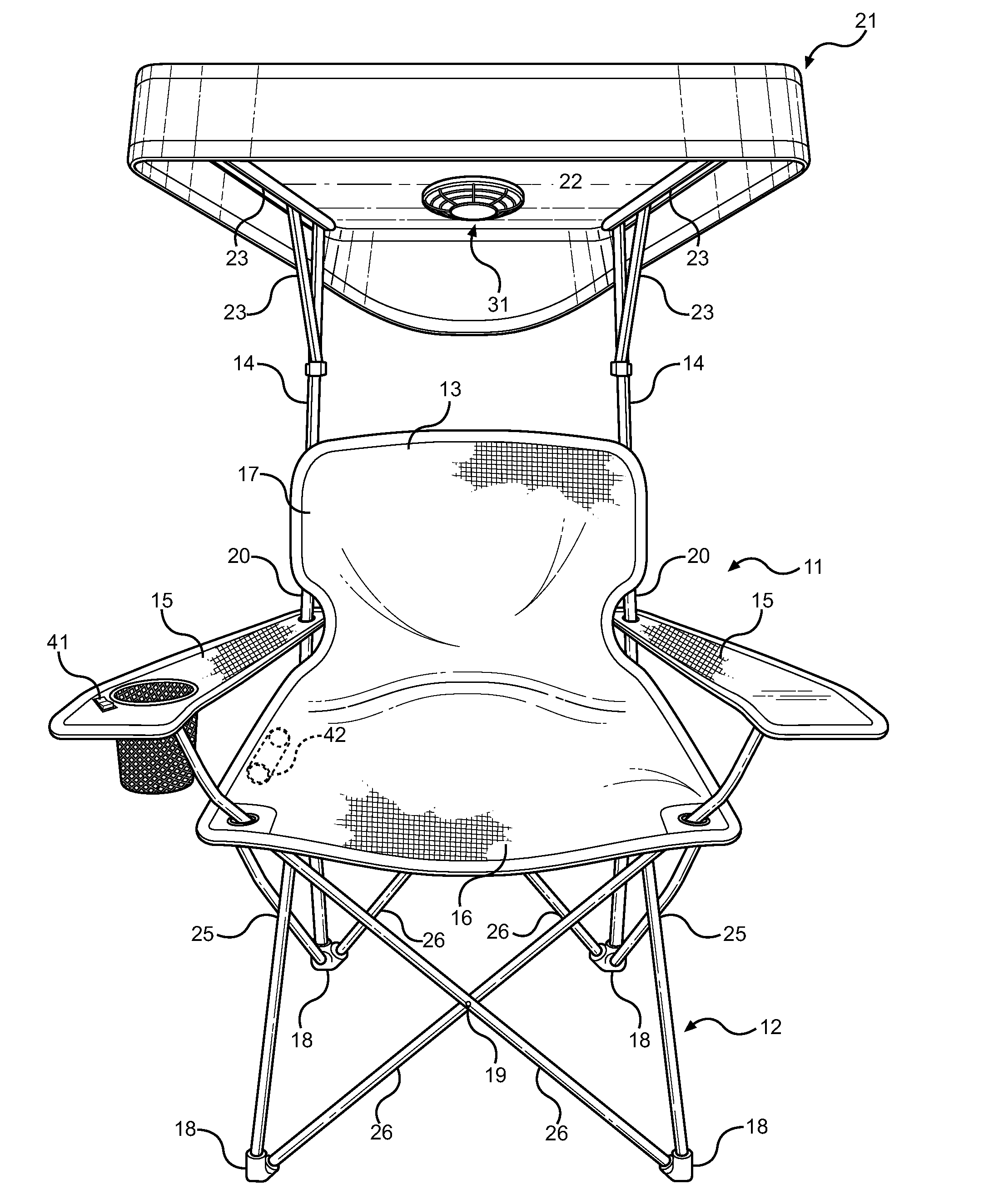 Fan-cooled collapsible canopy chair