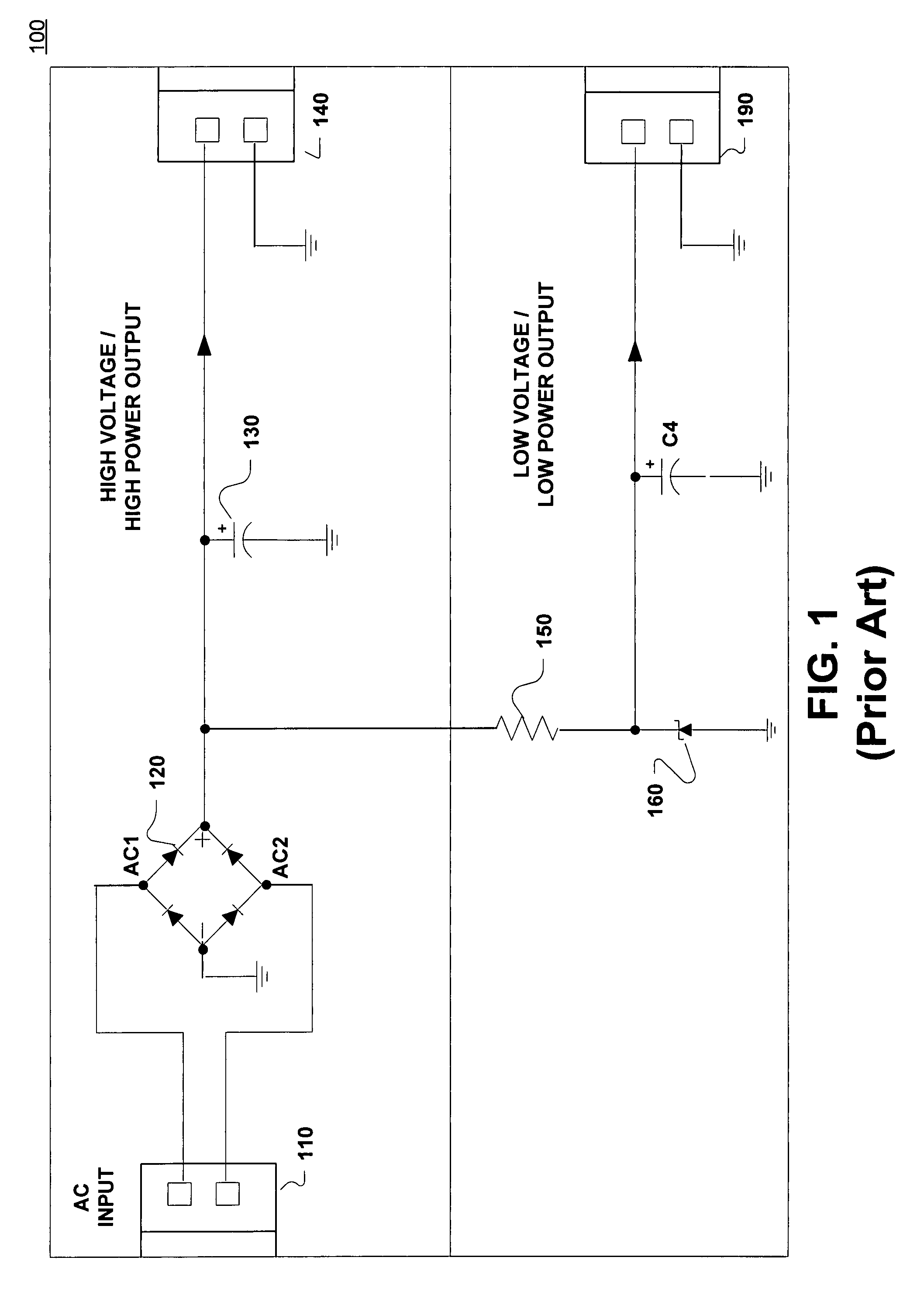 Power circuit for generating non-isolated low voltage power in a standby condition