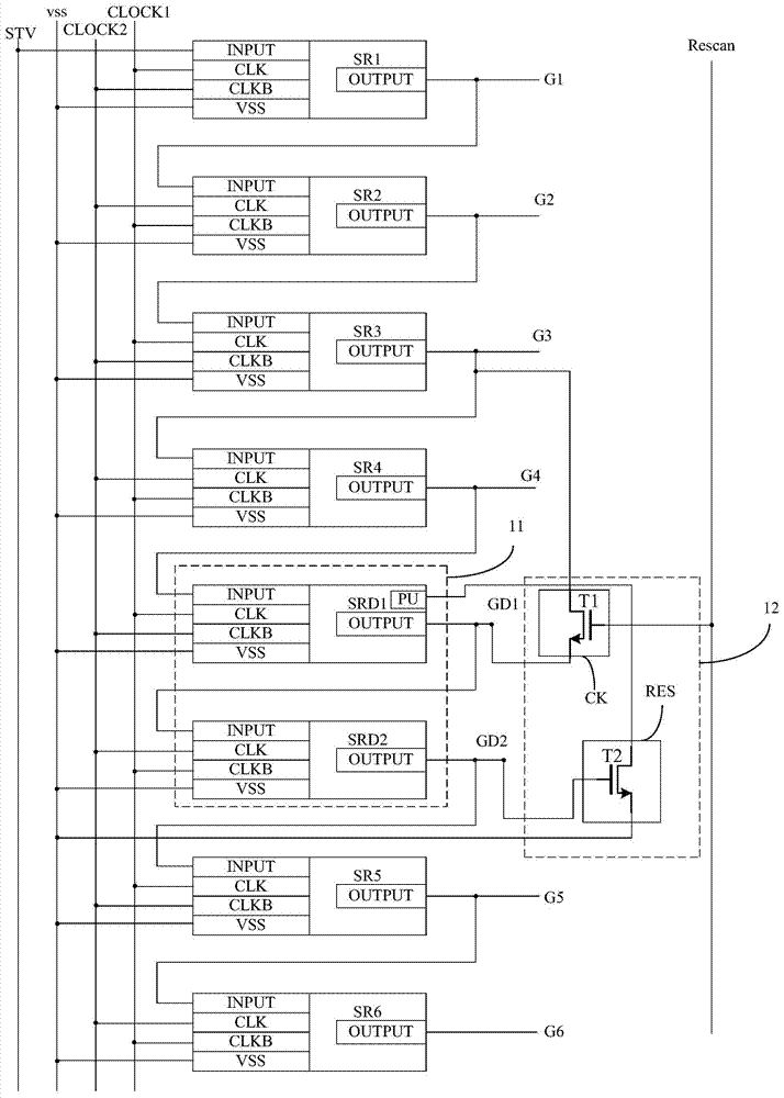 Grid driving circuit, grid line driving method and displaying device