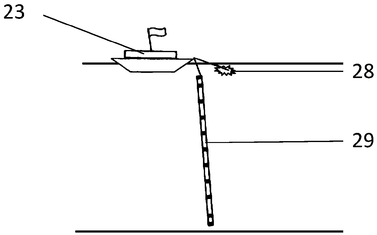 Pull-type marine seismic prospecting vertical cable data acquisition system