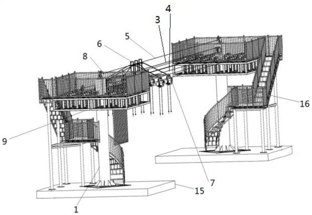 Amusement equipment capable of walking and lifting along aerial cableway