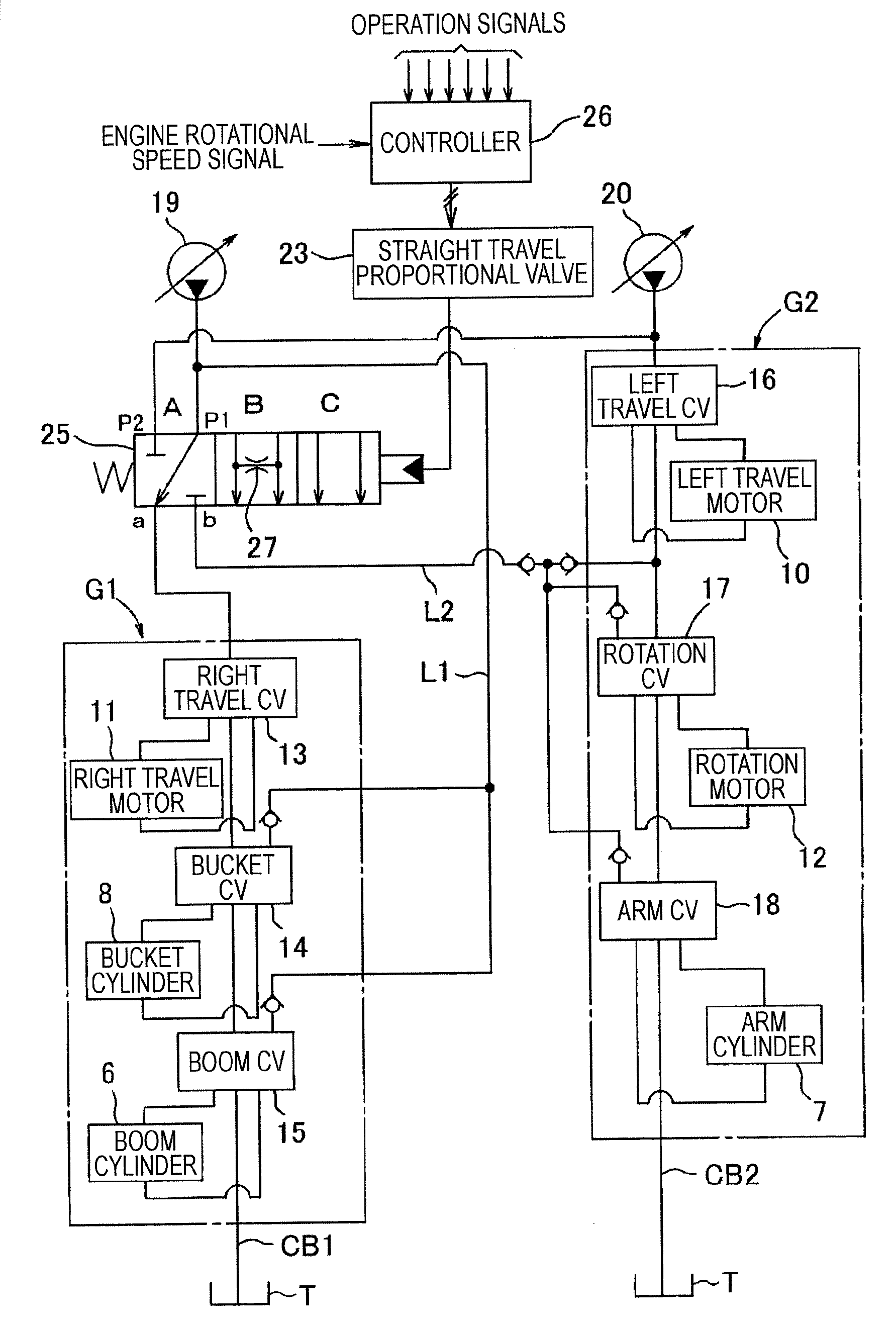 Hydraulic controlling device of working machine