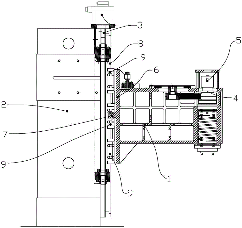 Assembly structure of spindle box of vertical machining center