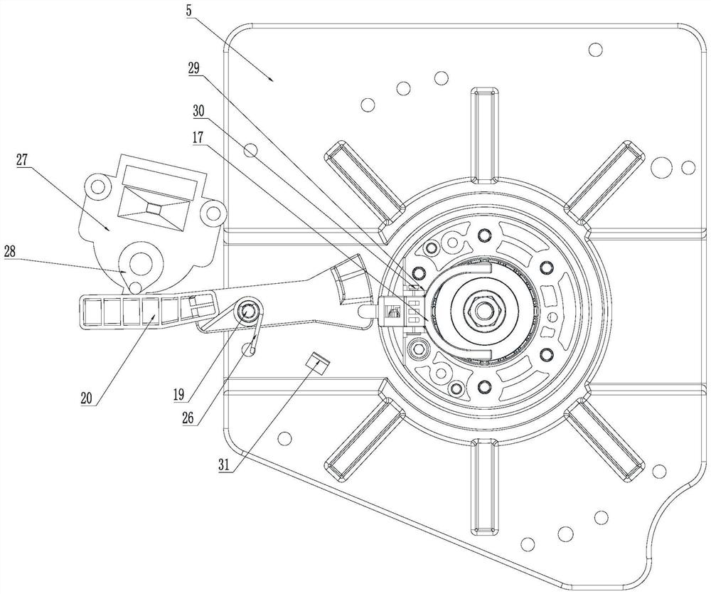 Washing machine speed reduction clutch device, washing machine and control method of washing machine