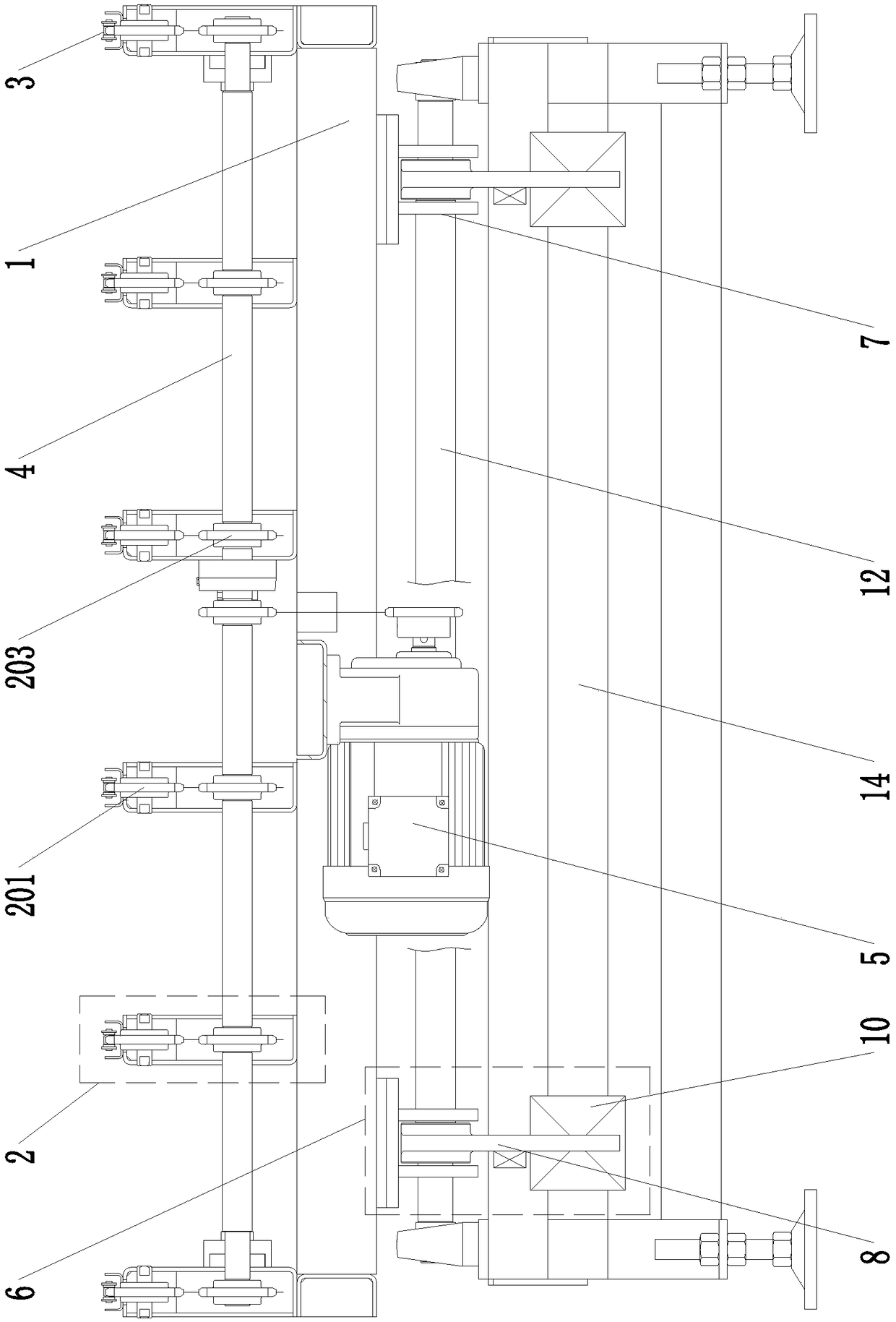 Multi-row rubber chain pneumatic jacking transfer machine