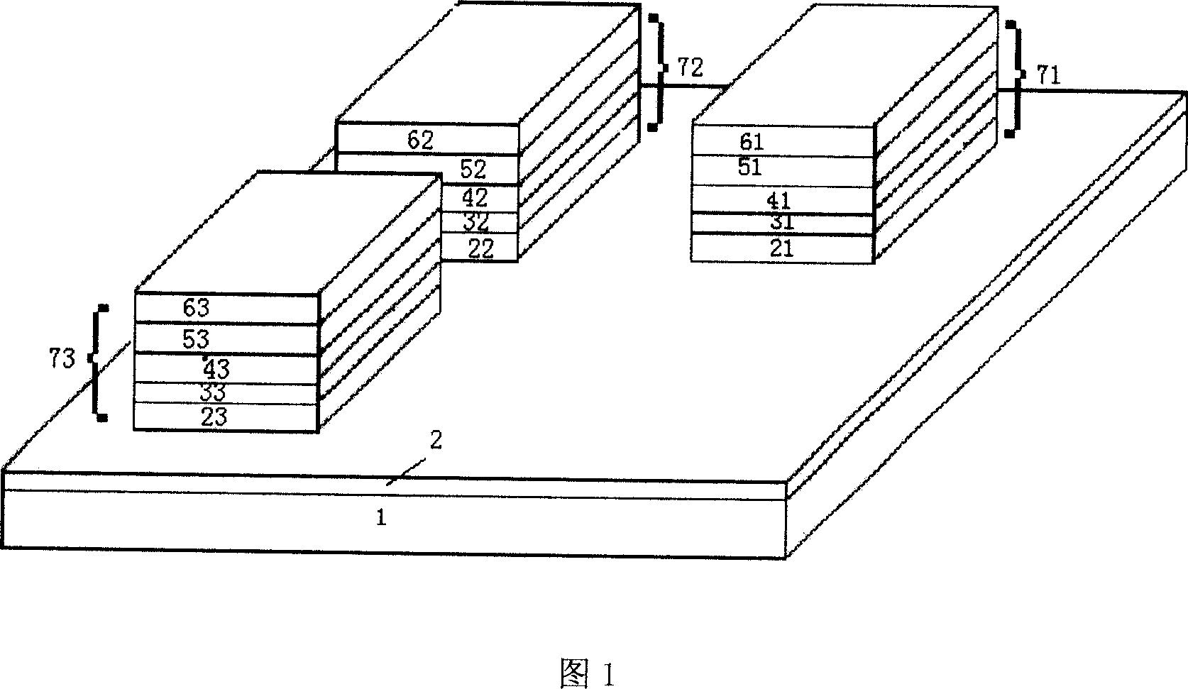 3-D magnetic-field sensor integrated by planes, preparing method and use