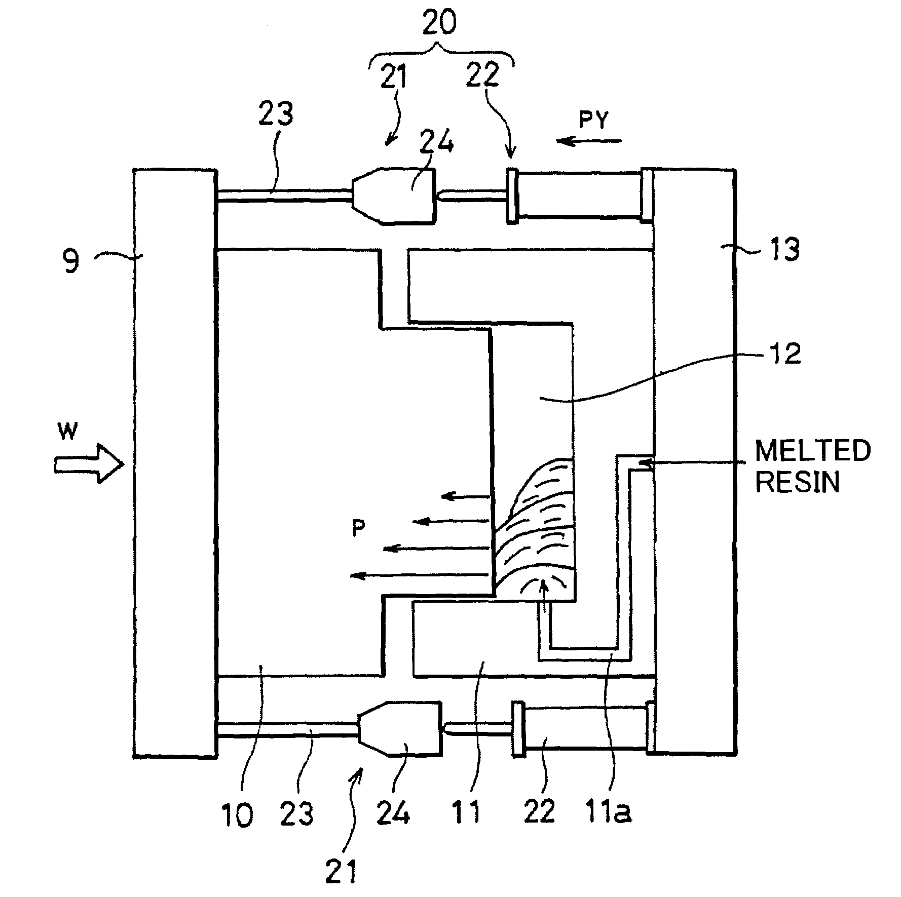 Injection and compression molding with parallelism mechanism