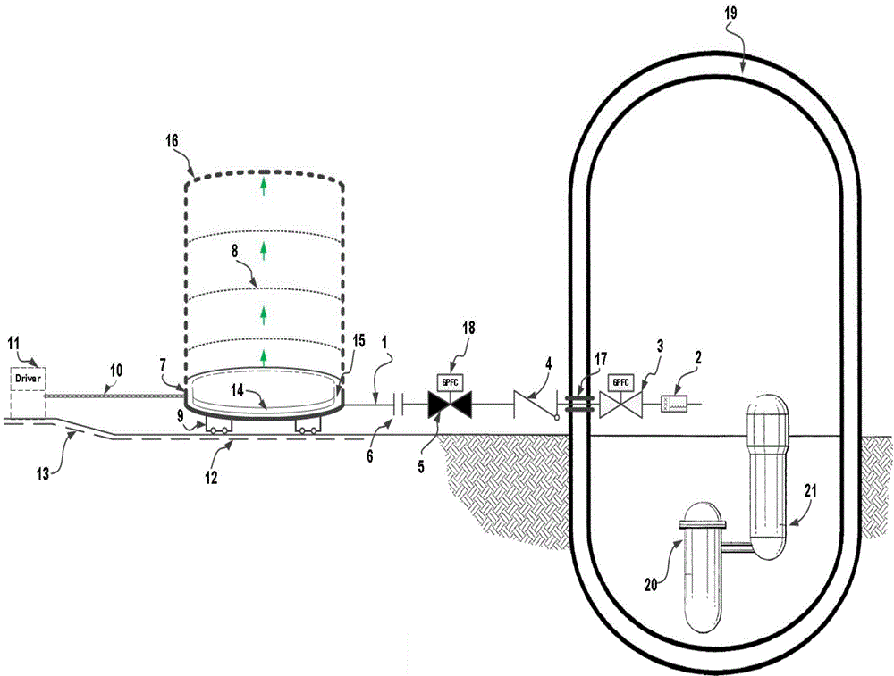 Passive containment accident pressure relief system with release gas containment function