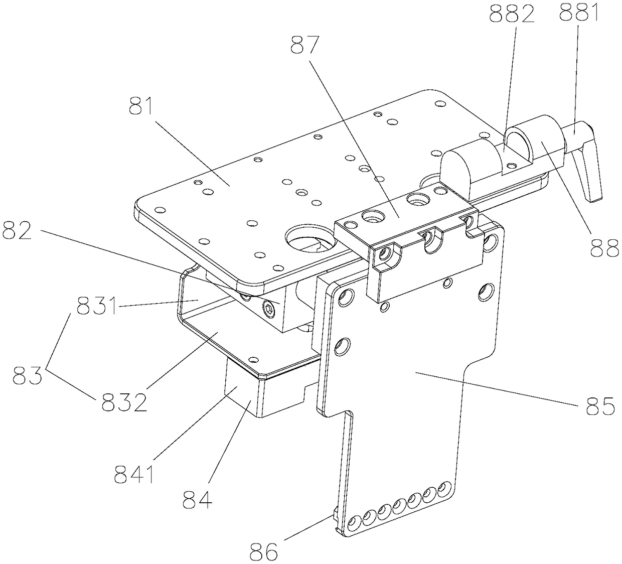 Battery module grasping finger and battery module assembling robot with same